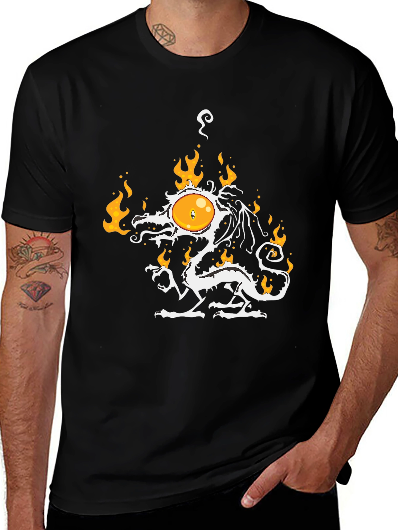 Variant 10 of Fiery Egg Dragon Graphic Tee - Unique Design