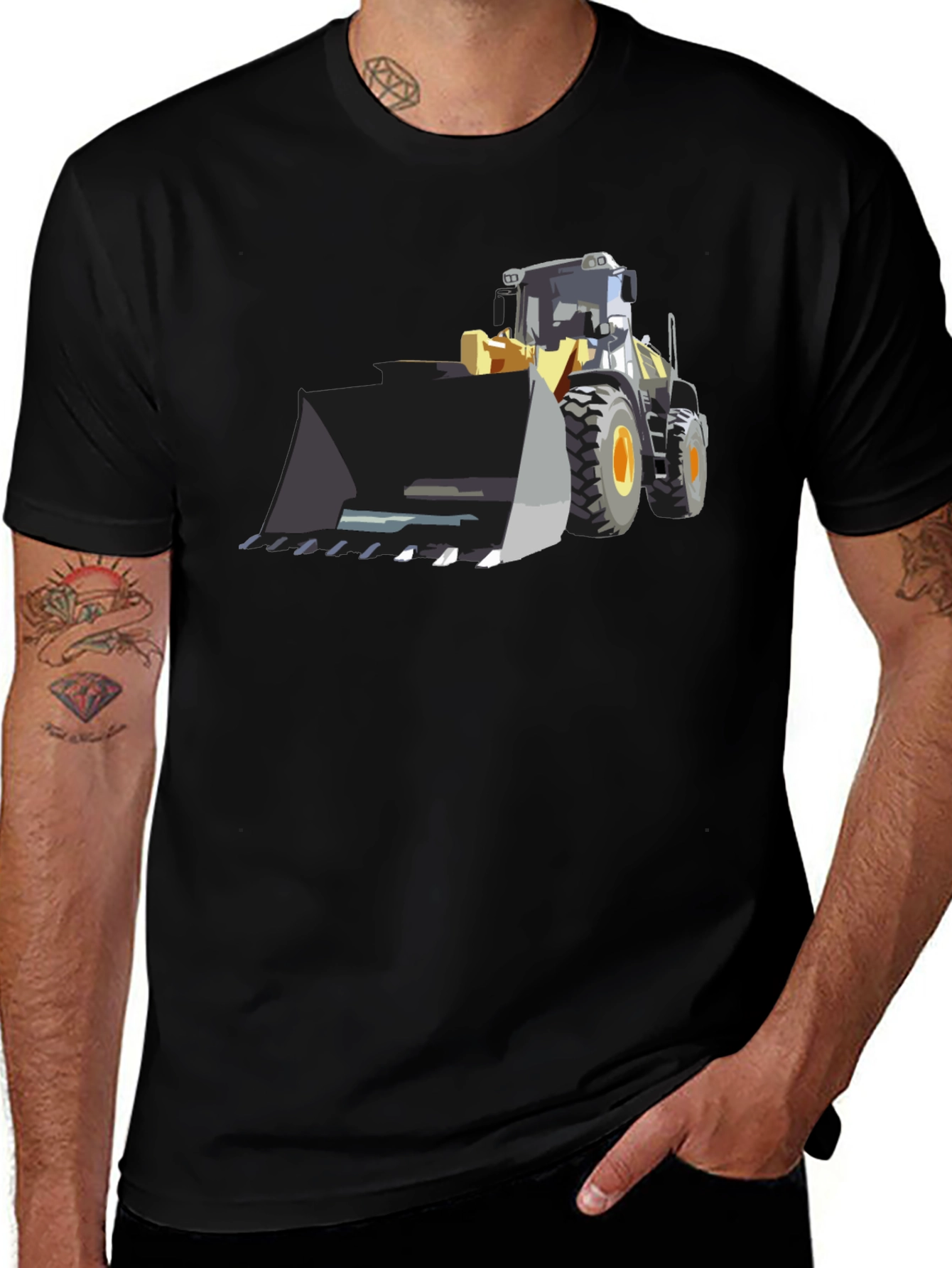 Variant 14 of Bulldozer Graphic Tee - Black Cotton T-Shirt