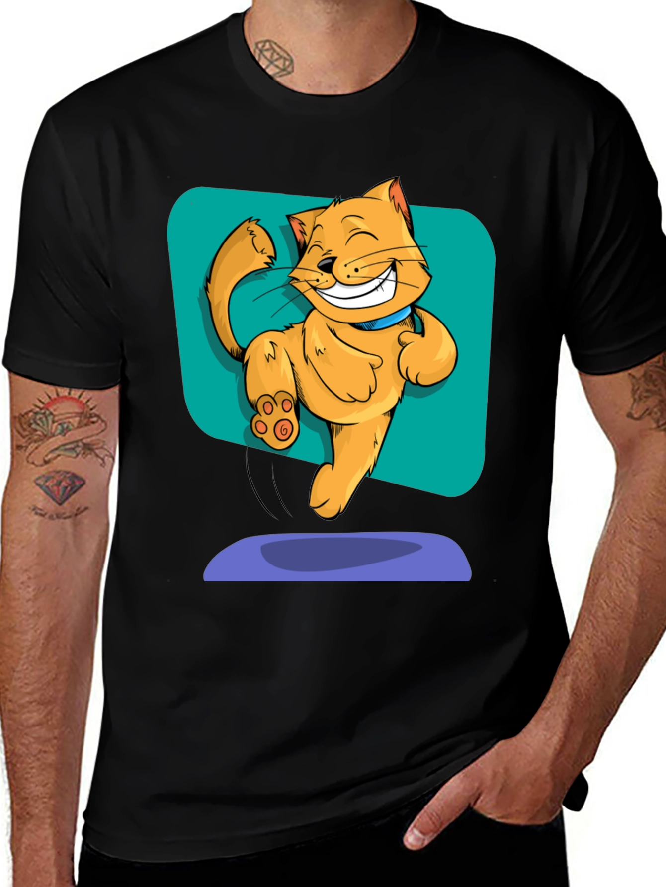 Variant 10 of Funny Cartoon Cat T-Shirt 