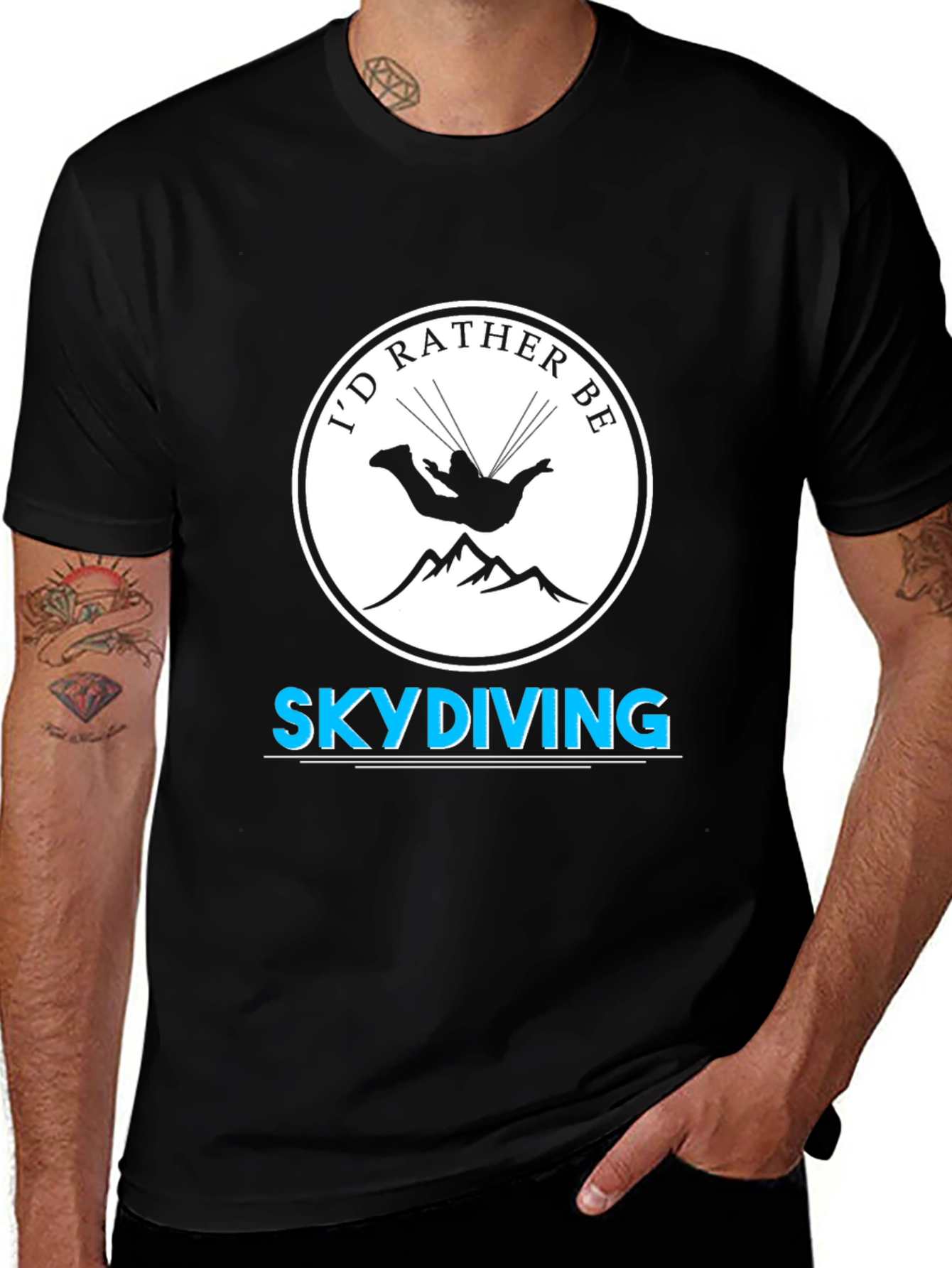 Variant 28 of I'd Rather Be Skydiving Black T-Shirt