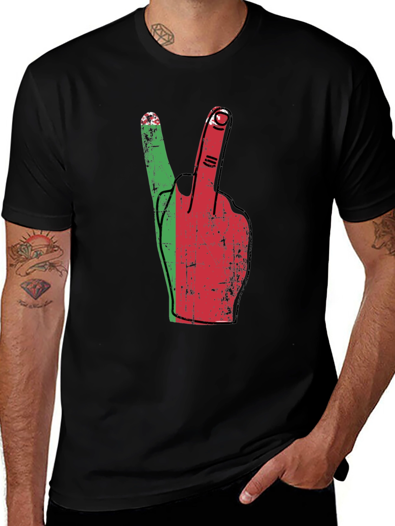 Variant 25 of Belarus Flag Peace Sign Graphic T-Shirt
