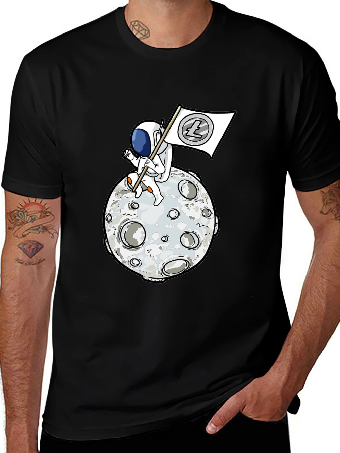 Variant 4 of Astronaut Moon Litecoin T-Shirt - Crypto Tee