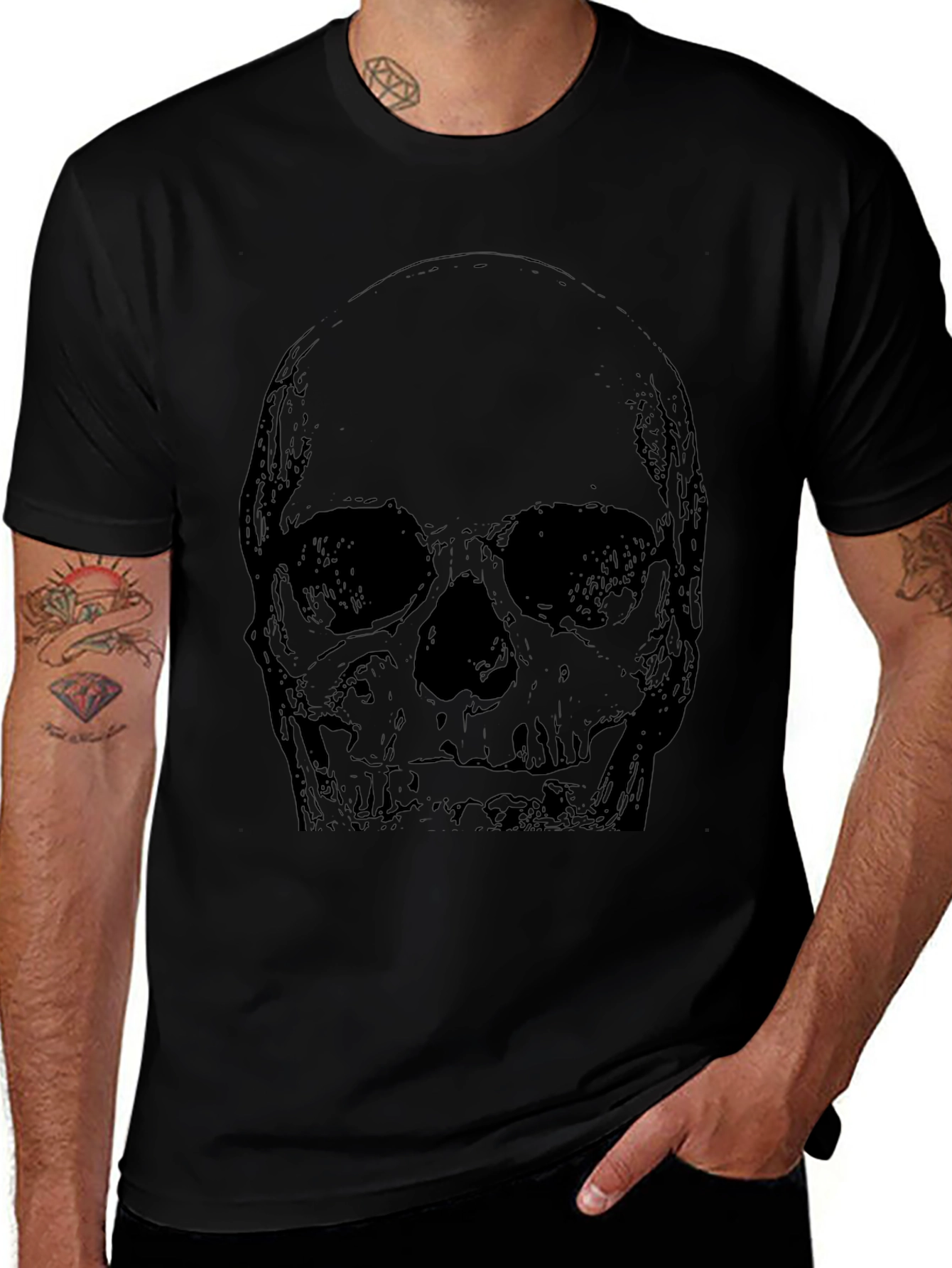 Variant 12 of Skull Graphic Print Black T-Shirt
