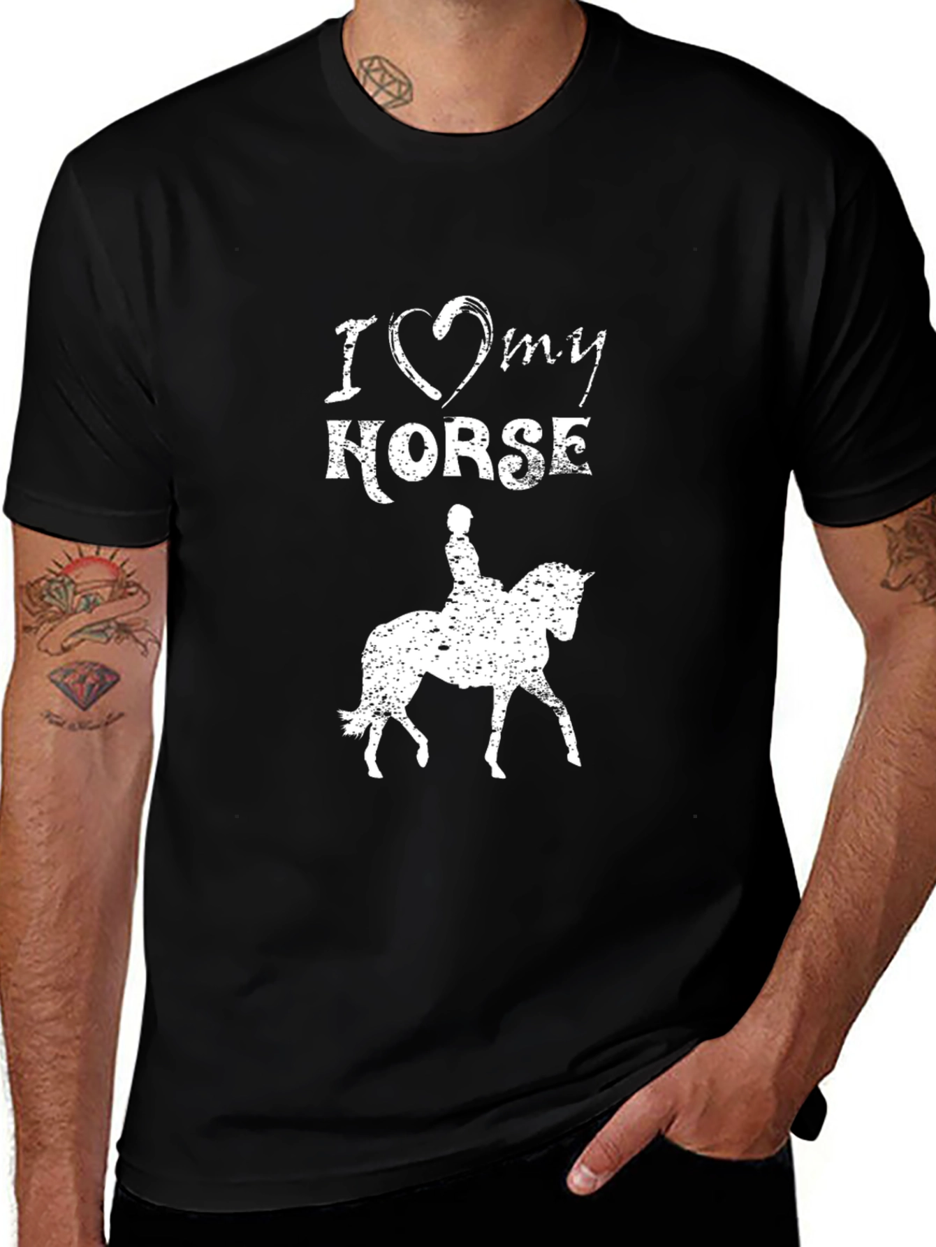 Variant 11 of I Love My Horse Graphic Tee - Black