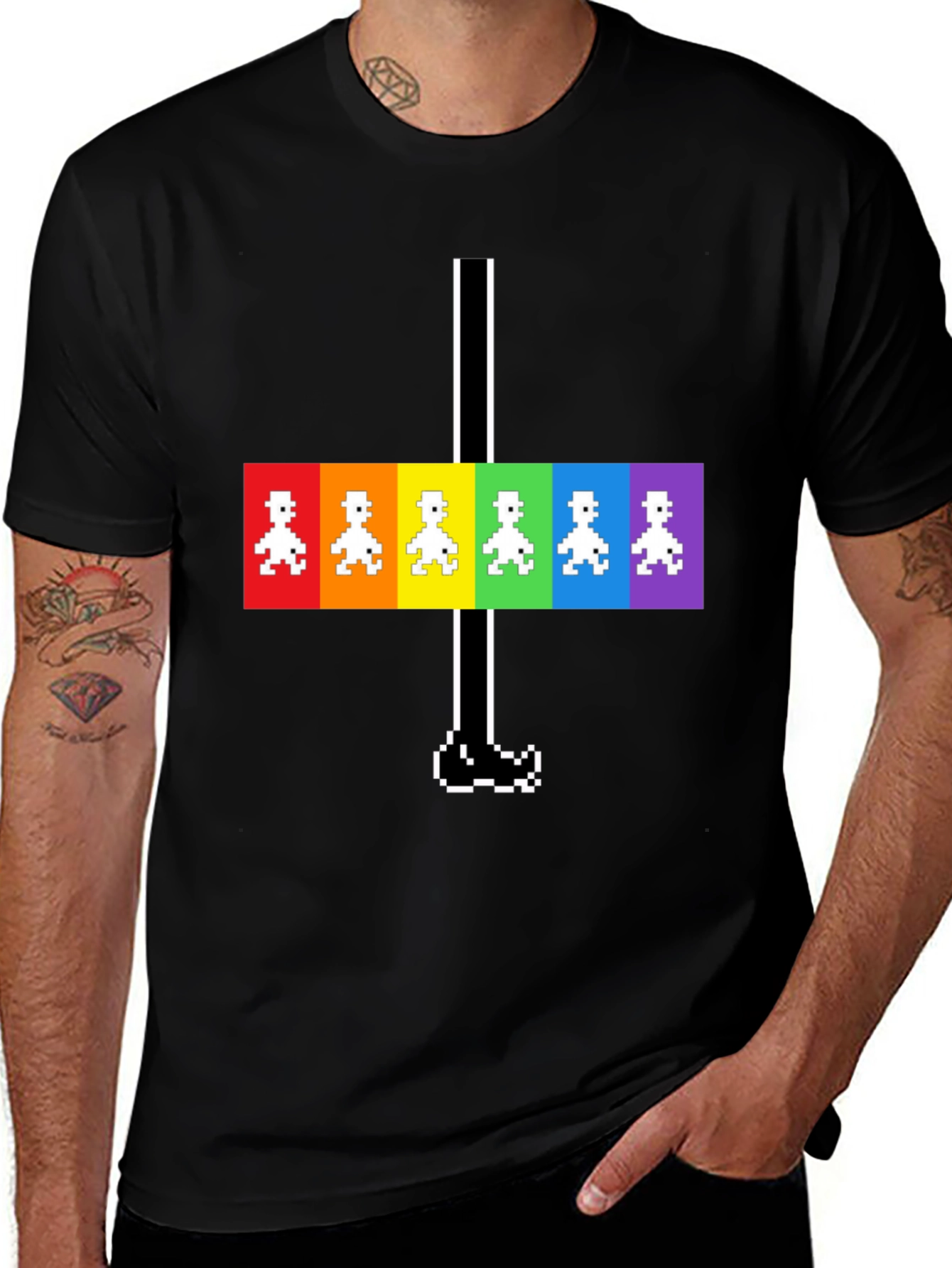 Variant 17 of Retro Rainbow Pixel Walk T-Shirt