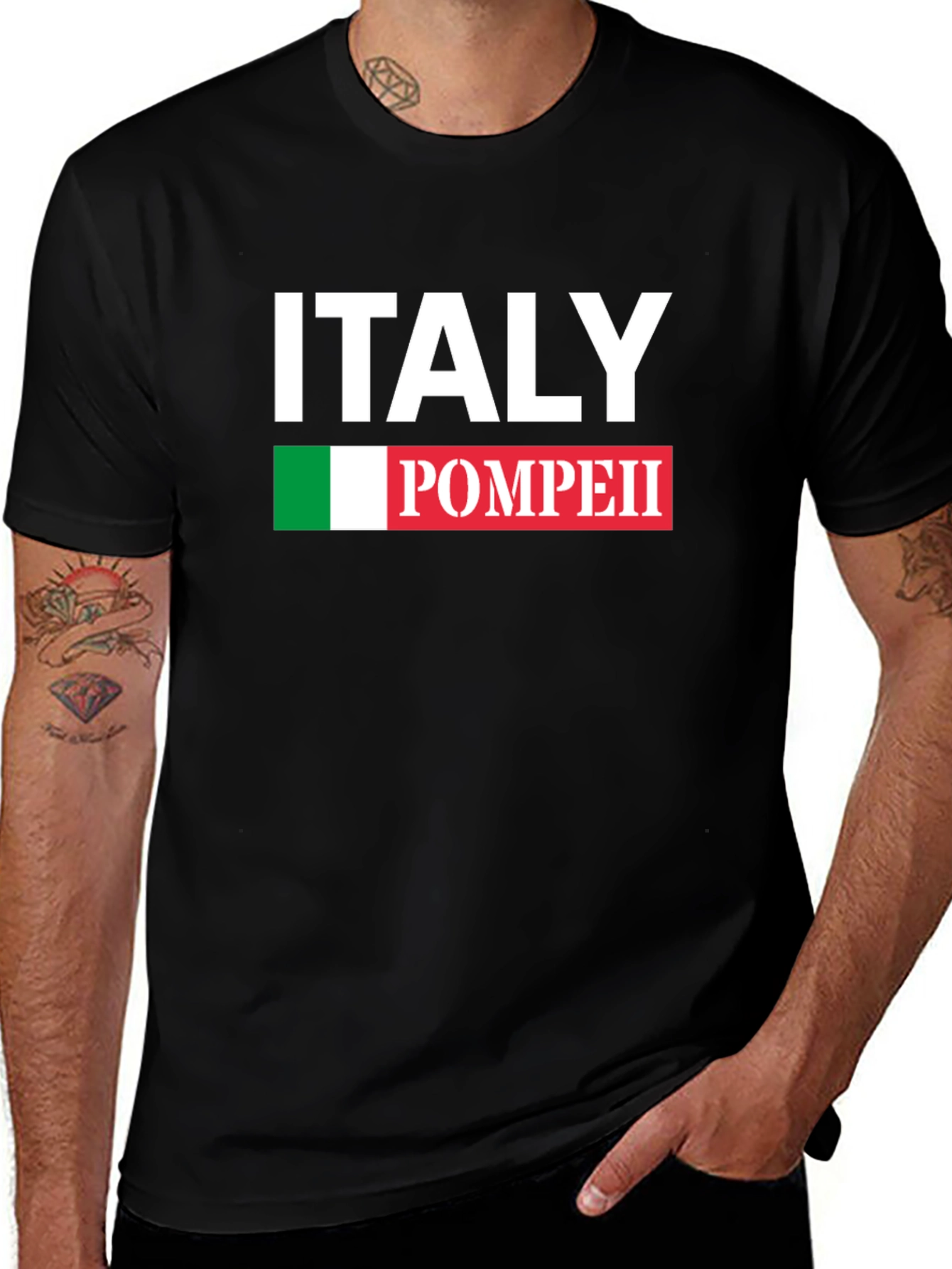 Italy Pompeii Black Graphic T-Shirt
