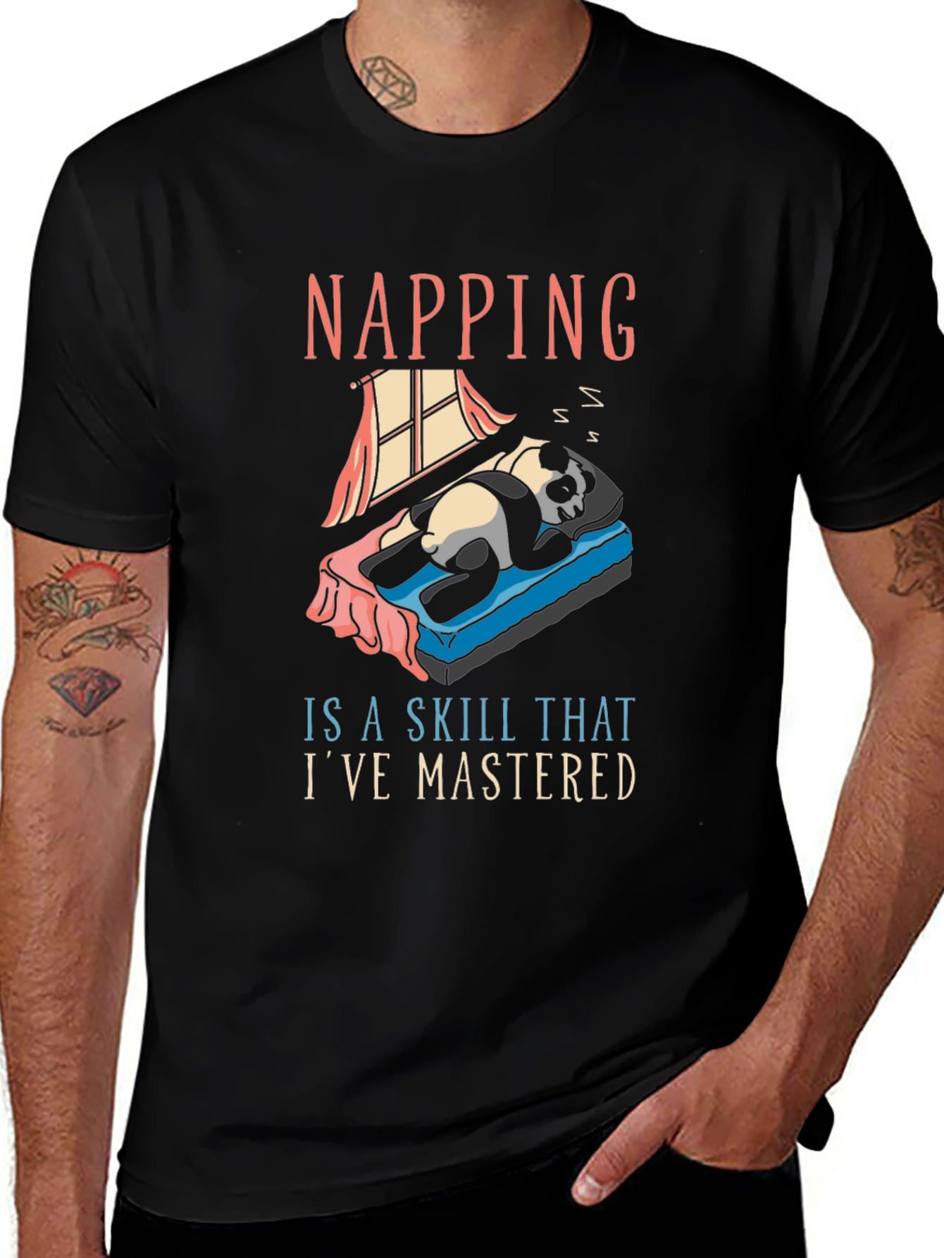 Variant 4 of Napping Skill Panda T-Shirt - Comfy Cotton Tee