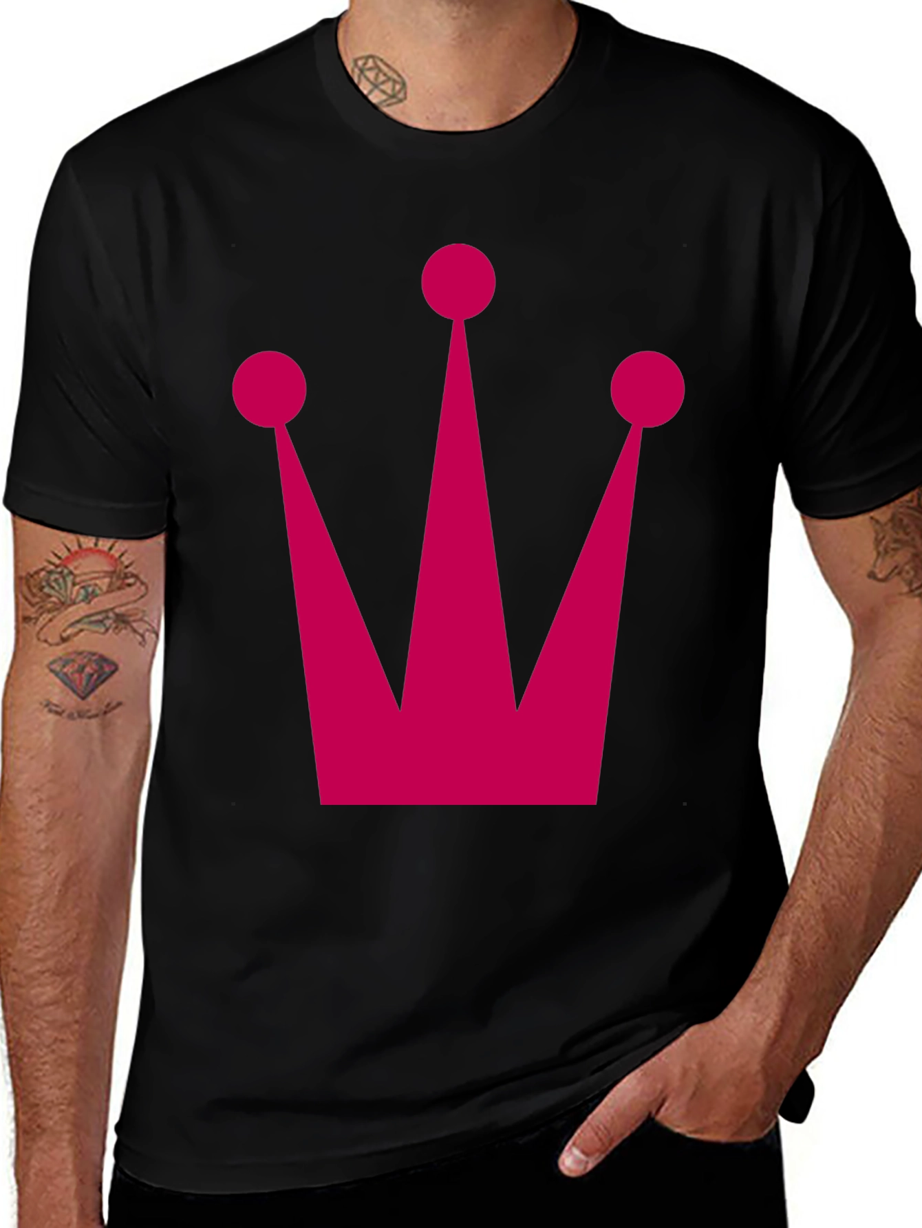 Variant 3 of Crown Graphic Tee - Pink Graphic on Black