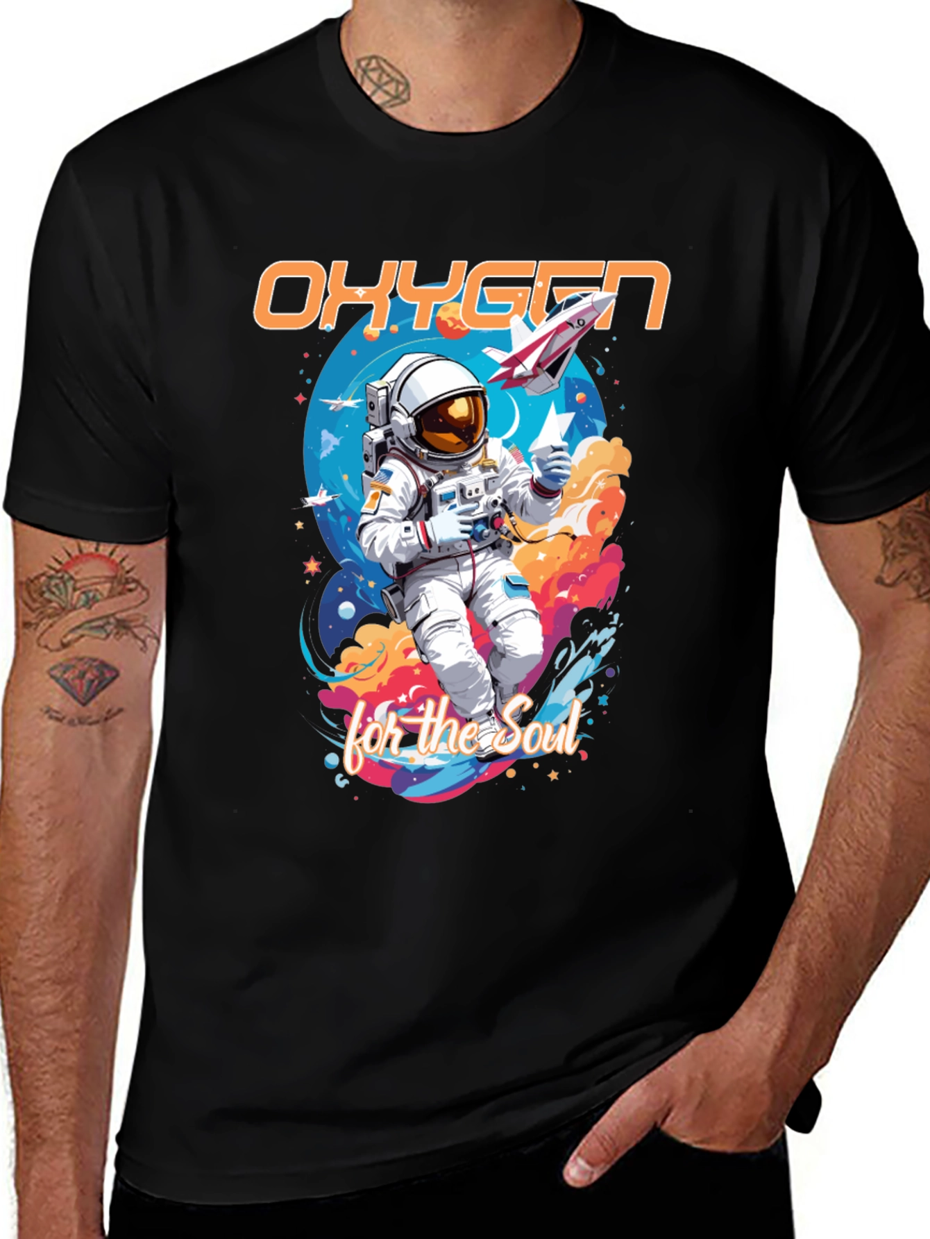 Variant 27 of Oxygen for the Soul Graphic Tee - Space Astronaut Design