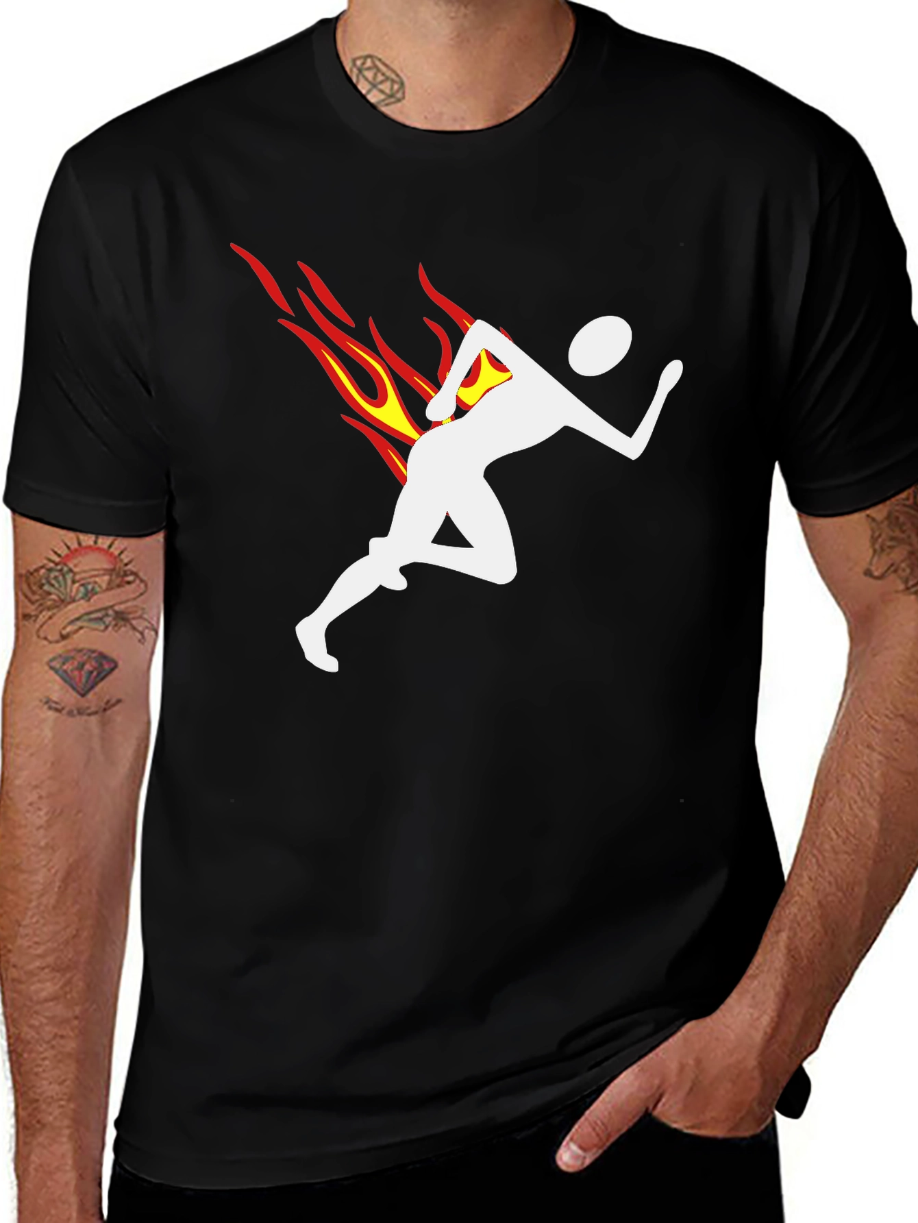 Variant 16 of Flame Runner Graphic T-Shirt - Black