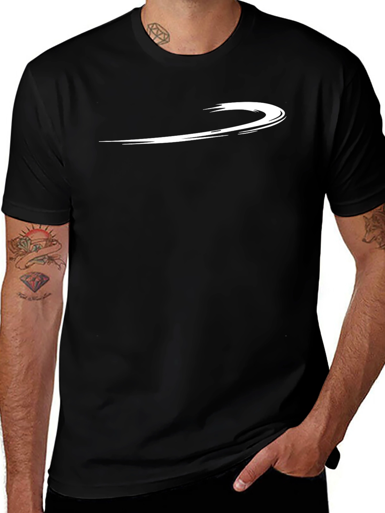 Variant 15 of Men's Black T-Shirt with White Graphic