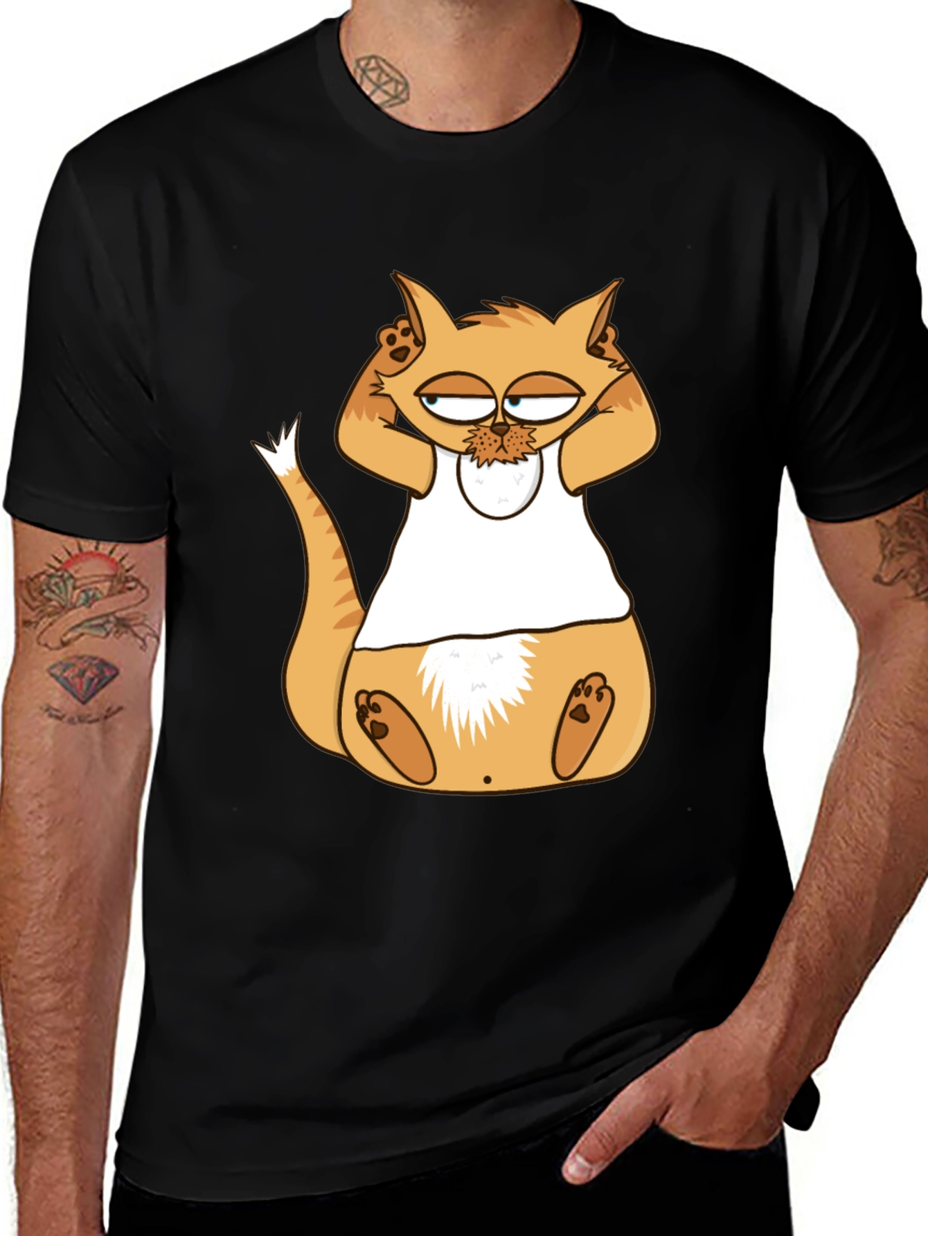 Variant 11 of Cool Cat Graphic Tee - Unisex Black T-Shirt