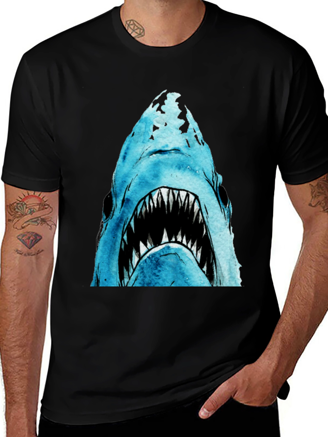 Variant 15 of Shark Graphic Print Crew Neck T-Shirt