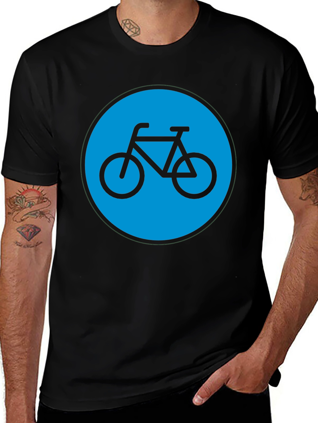 Variant 13 of Bike Graphic T-Shirt - Black Cotton Blend Casual Tee