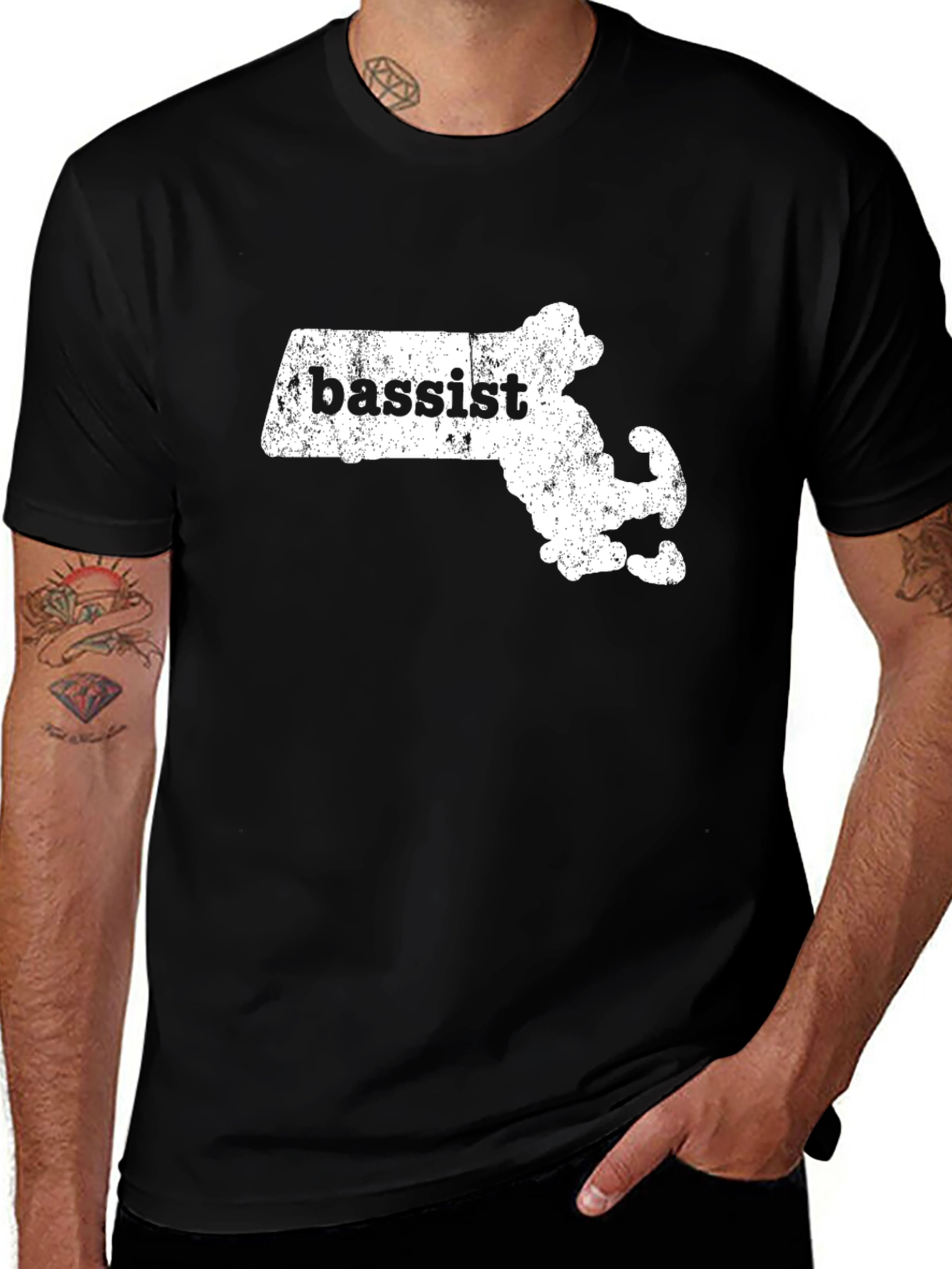 Variant 12 of Bassist Massachusetts State Silhouette Graphic Tee