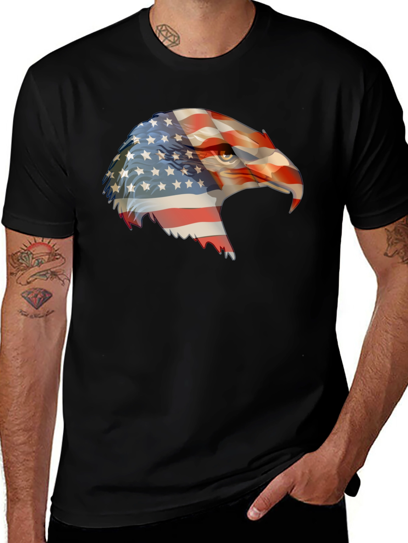 Variant 4 of Patriotic Eagle USA Flag Graphic T-Shirt