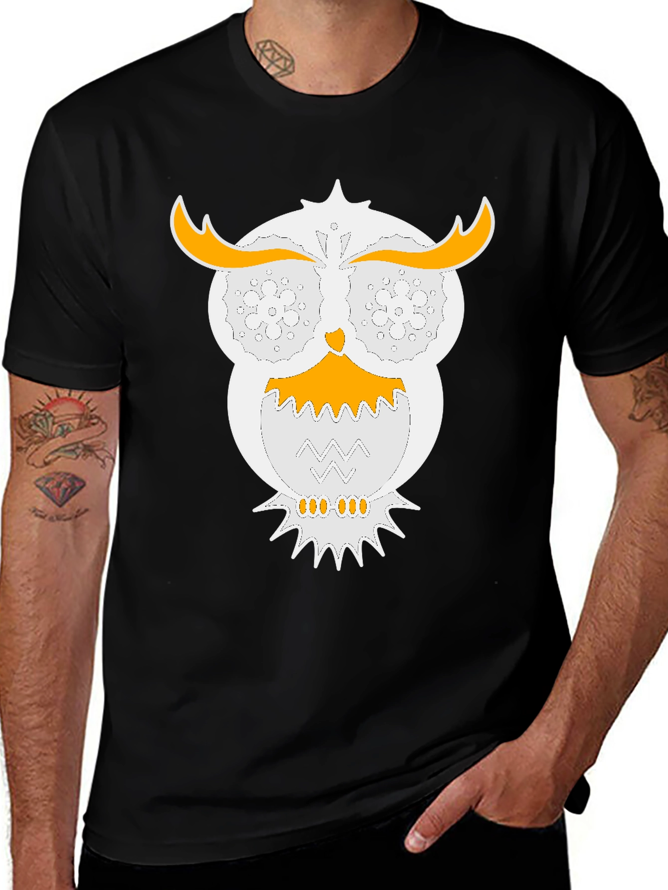 Variant 16 of Owl Graphic T-Shirt - Unique Design Black Tee