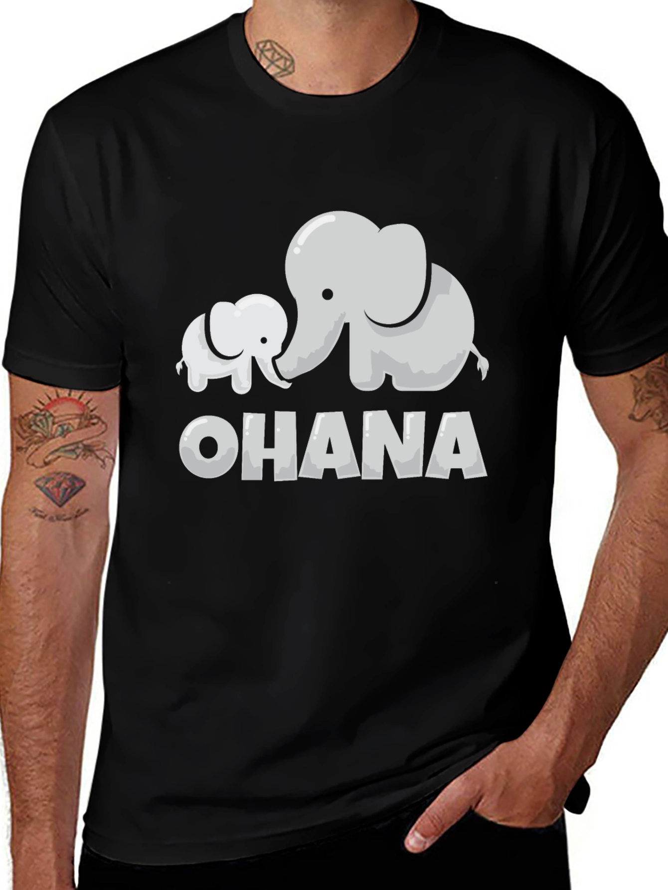 Variant 28 of Ohana Elephant Graphic Tee - Black