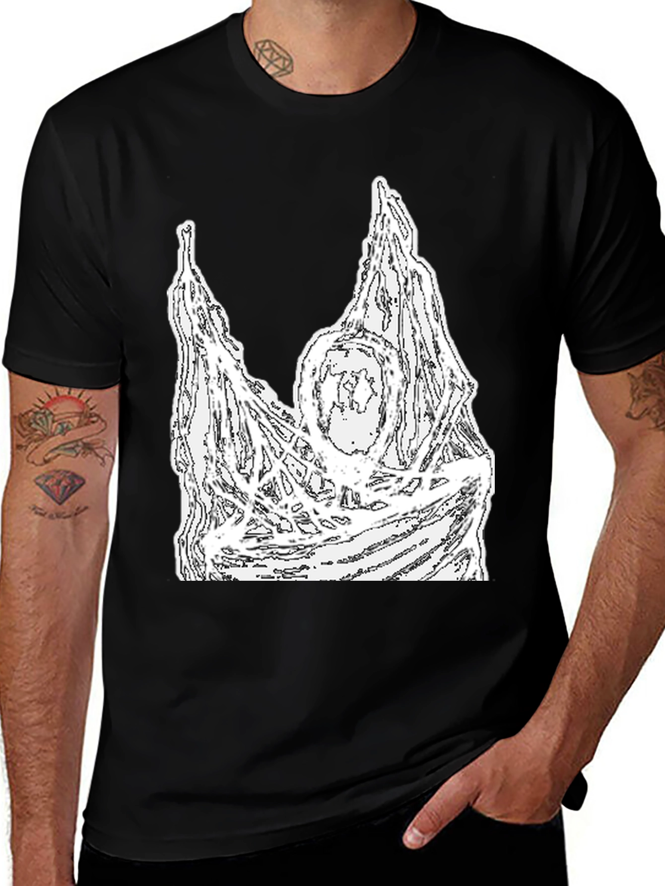 Variant 17 of Abstract Graphic Print Black T-Shirt