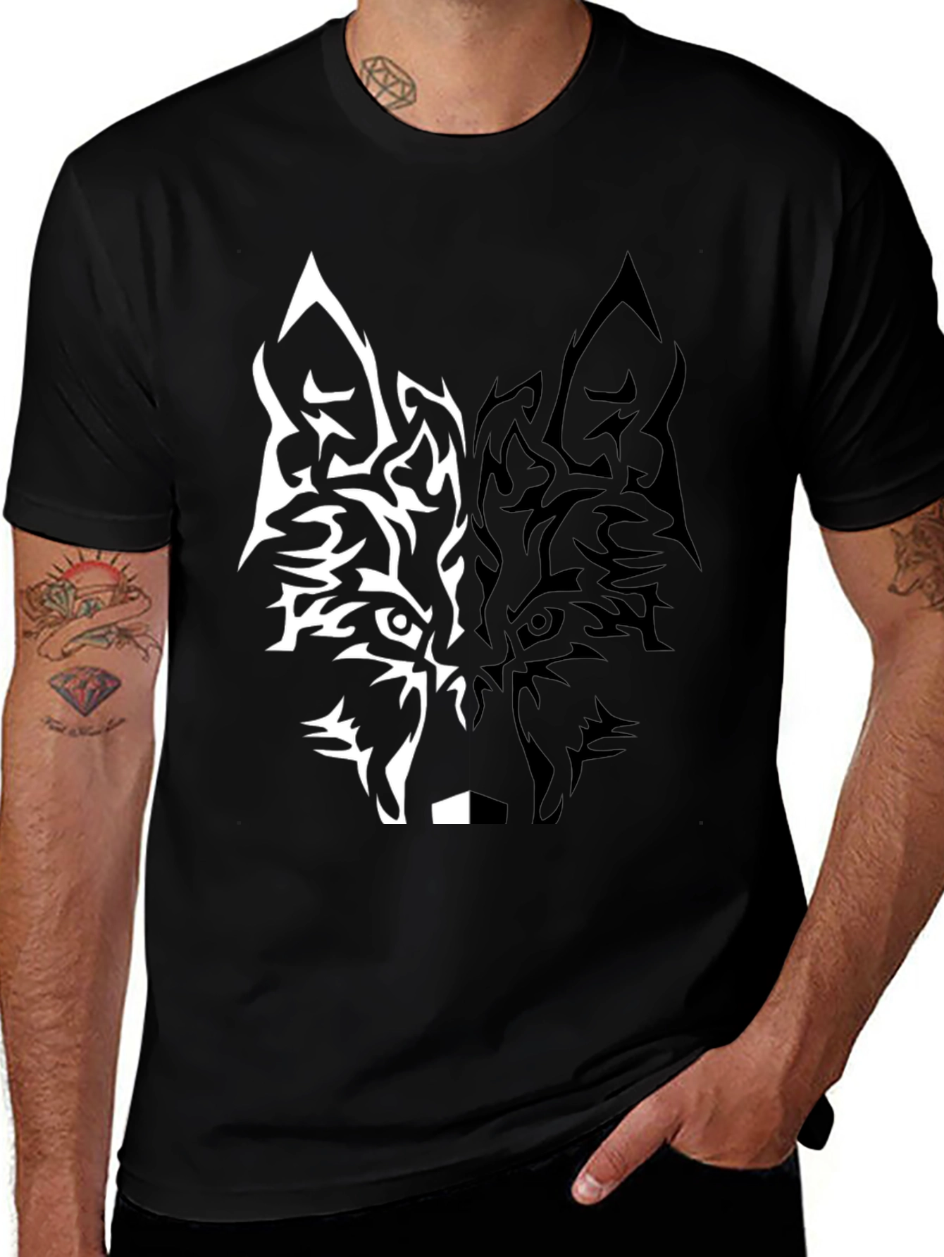 Variant 30 of Wolf Graphic Tee - Black Short Sleeve T-Shirt
