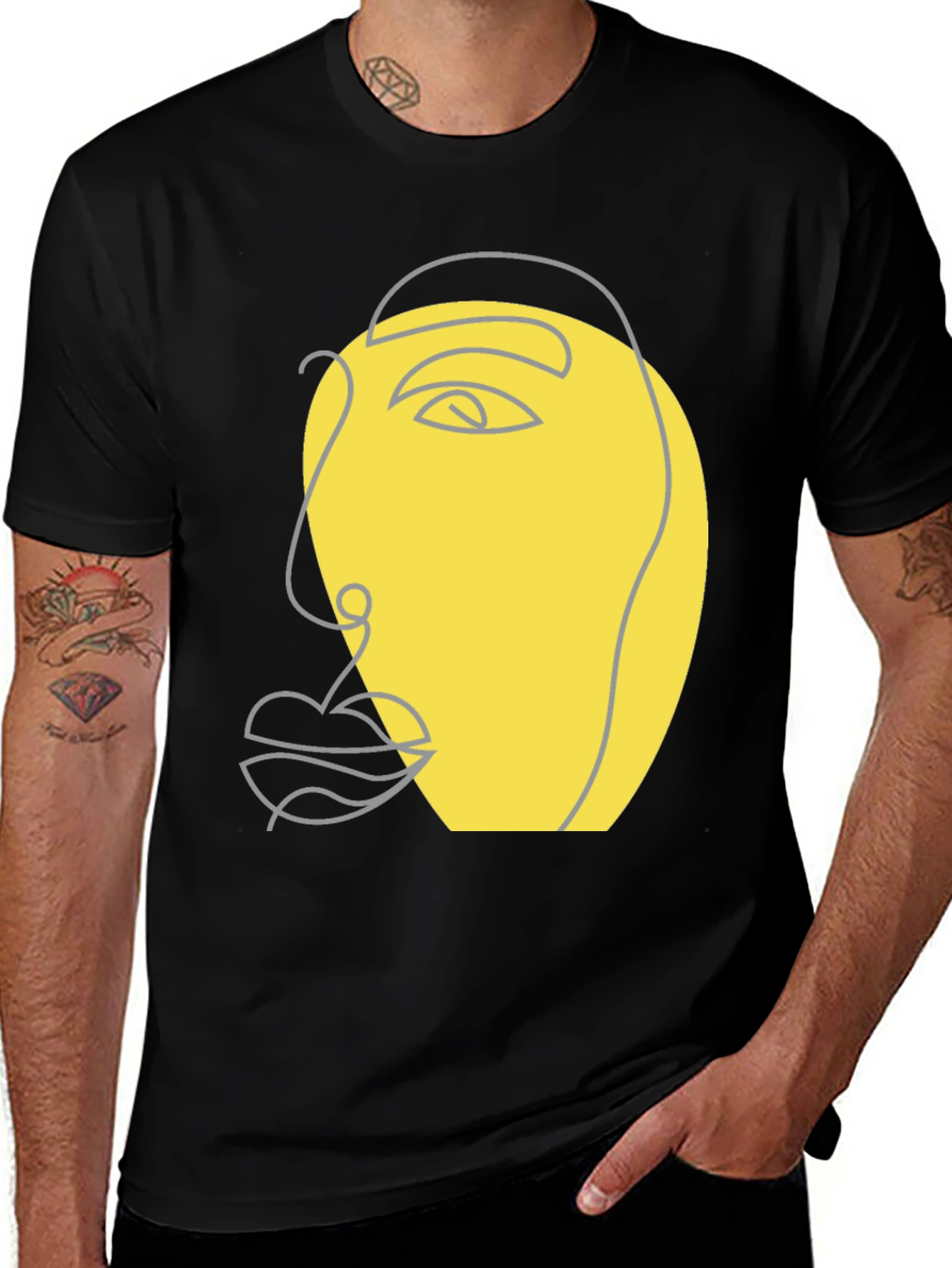 Variant 19 of Abstract Face Graphic Tee - Modern Art Shirt