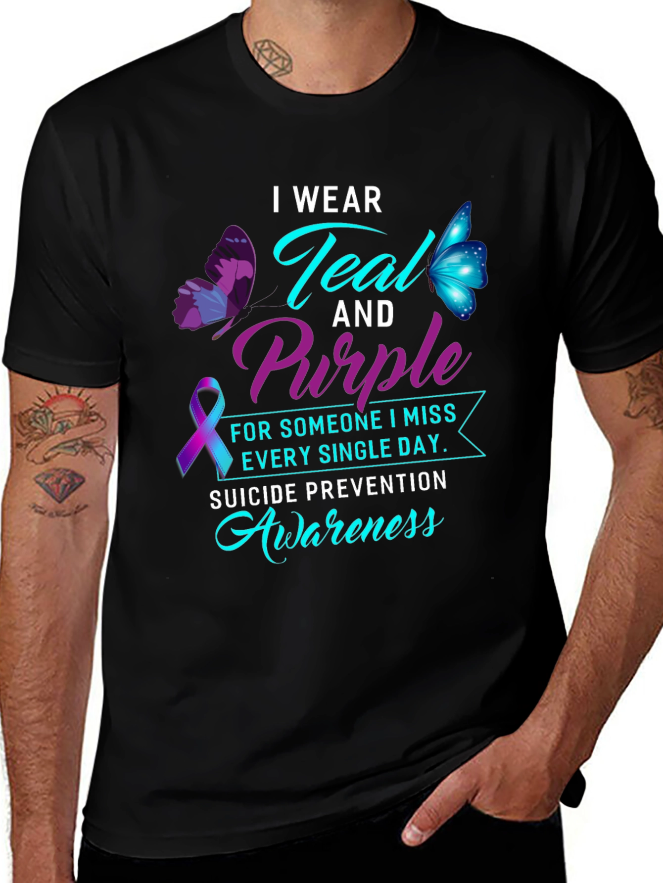 Variant 15 of Teal & Purple Suicide Awareness Graphic Tee