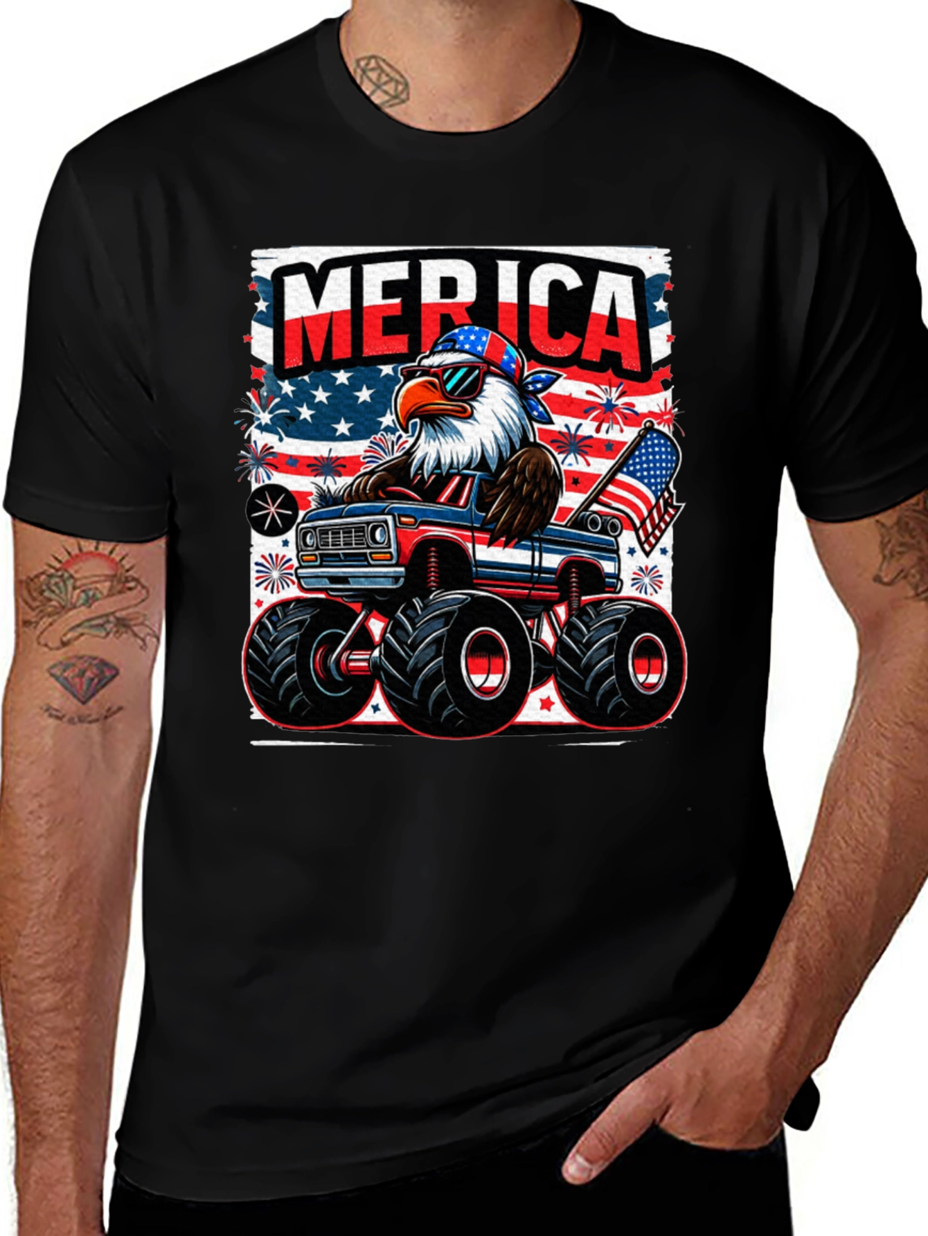 Variant 22 of Patriotic Eagle Monster Truck T-Shirt