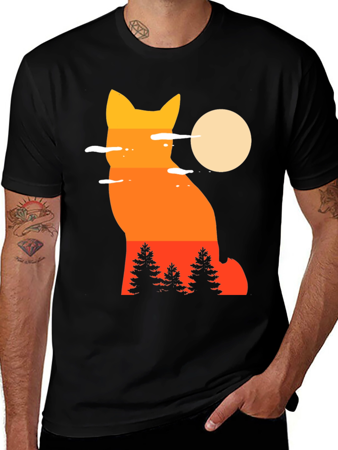 Variant 10 of Sunset Fox Silhouette Graphic Tee