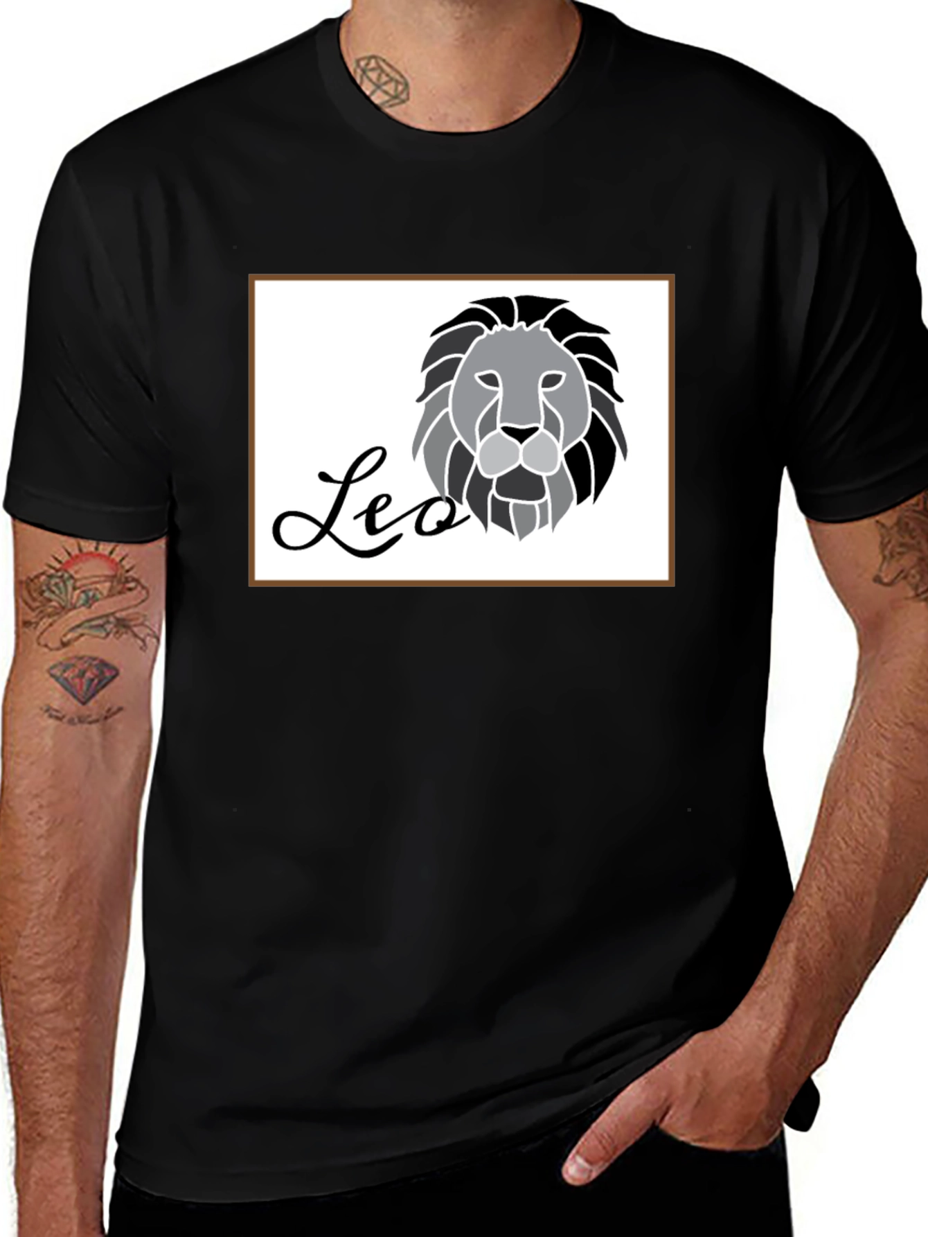 Variant 27 of Black Leo Zodiac Graphic Tee for Men