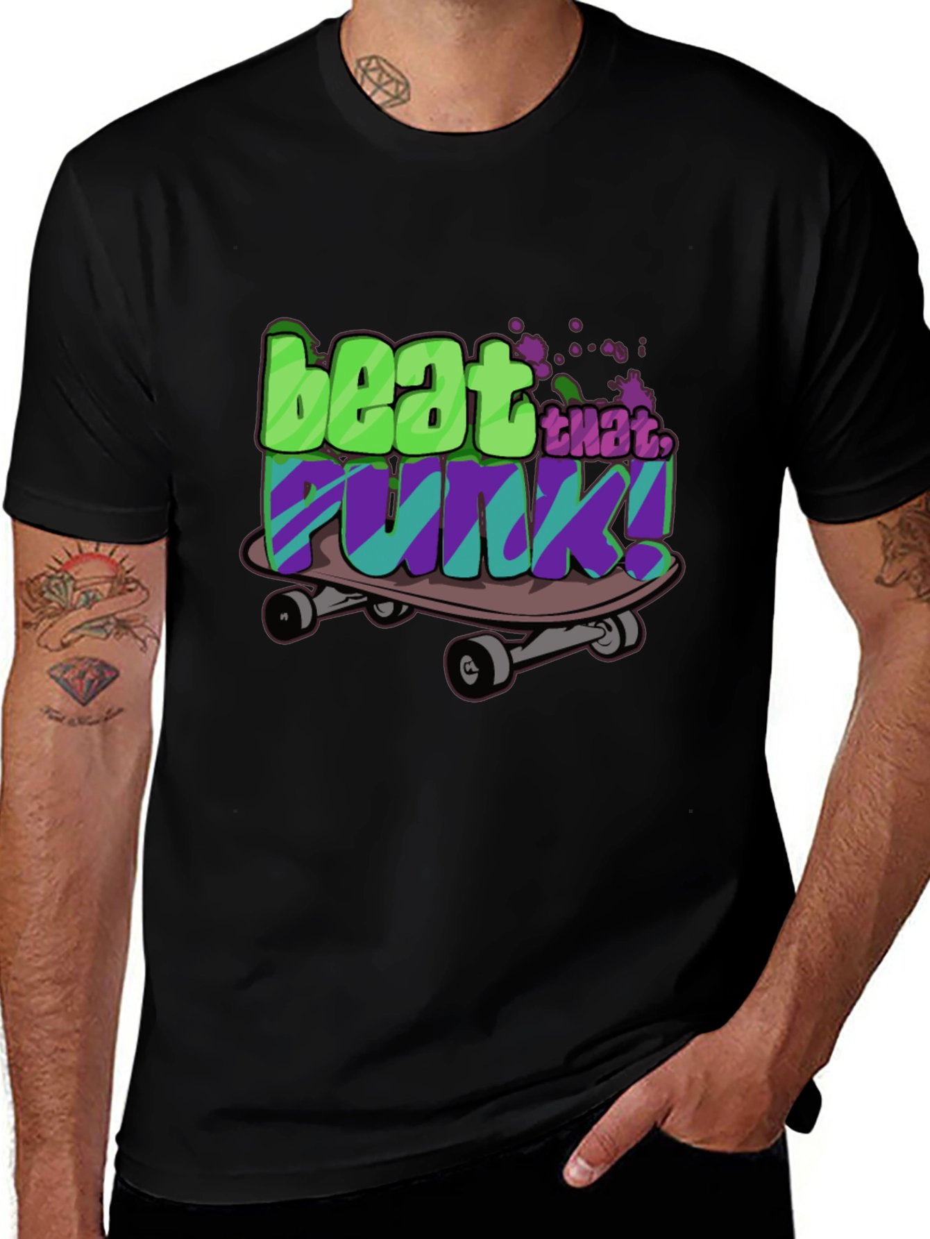 Variant 5 of Beat That Funk! Graphic Skateboard T-Shirt - Black