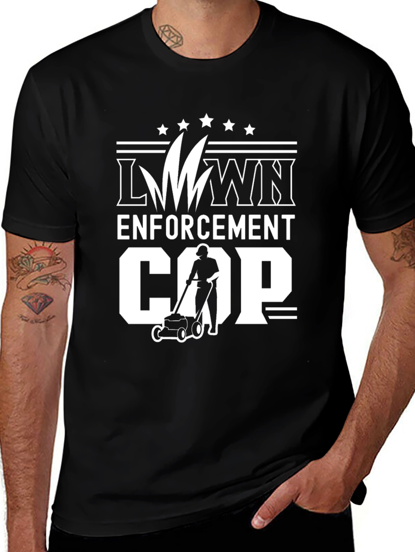 Variant 27 of Lawn Enforcement Cop Graphic Tee