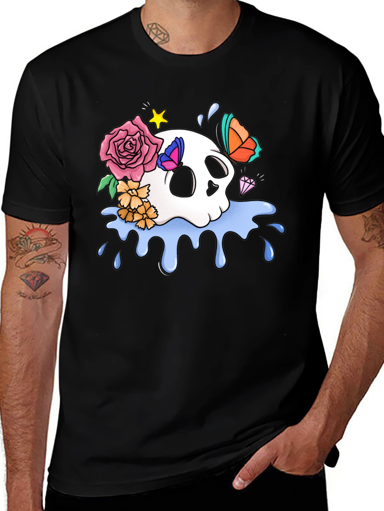 Variant 17 of Skull & Floral Graphic T-Shirt