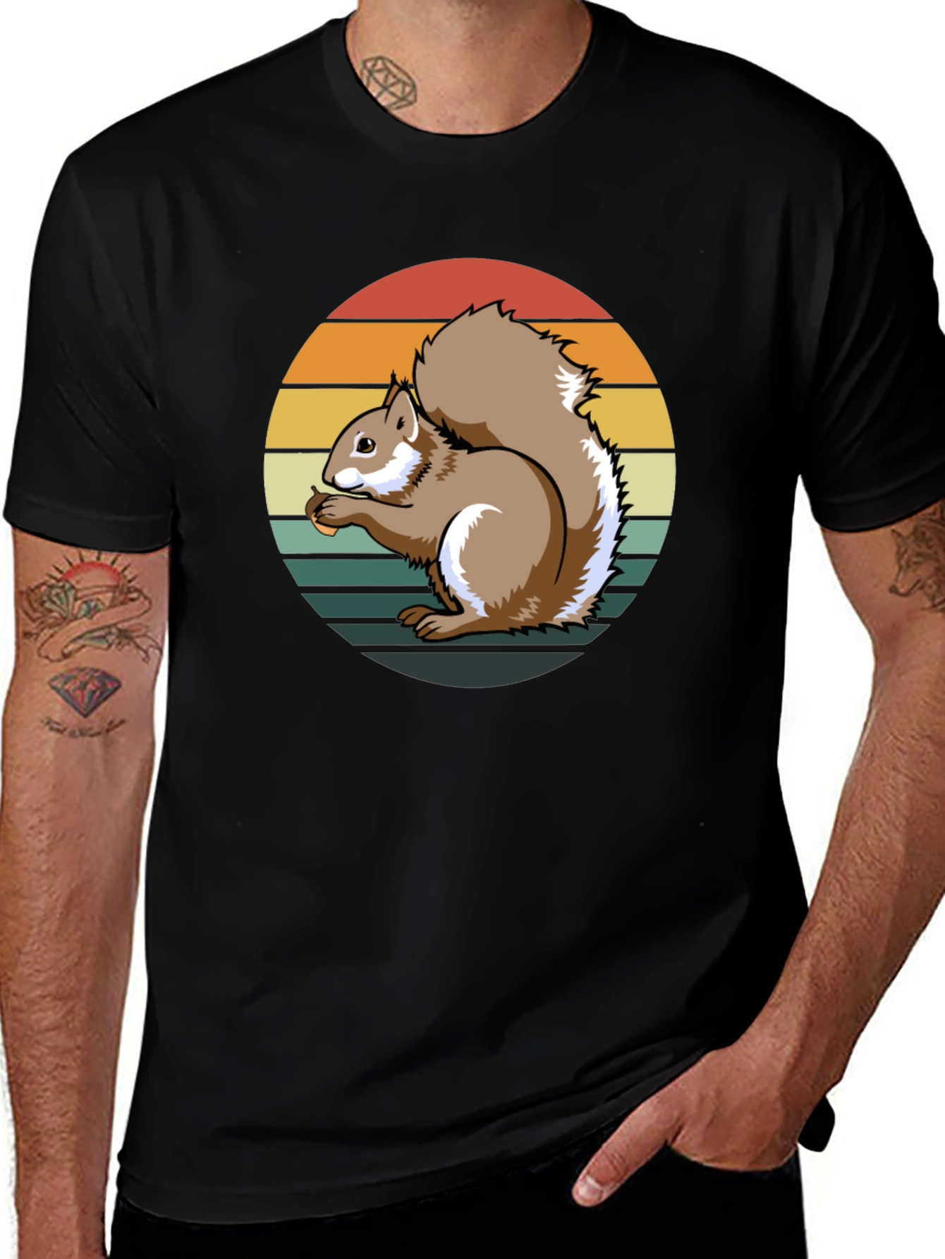 Variant 19 of Squirrel Sunset Graphic Tee - Unique Nature Design
