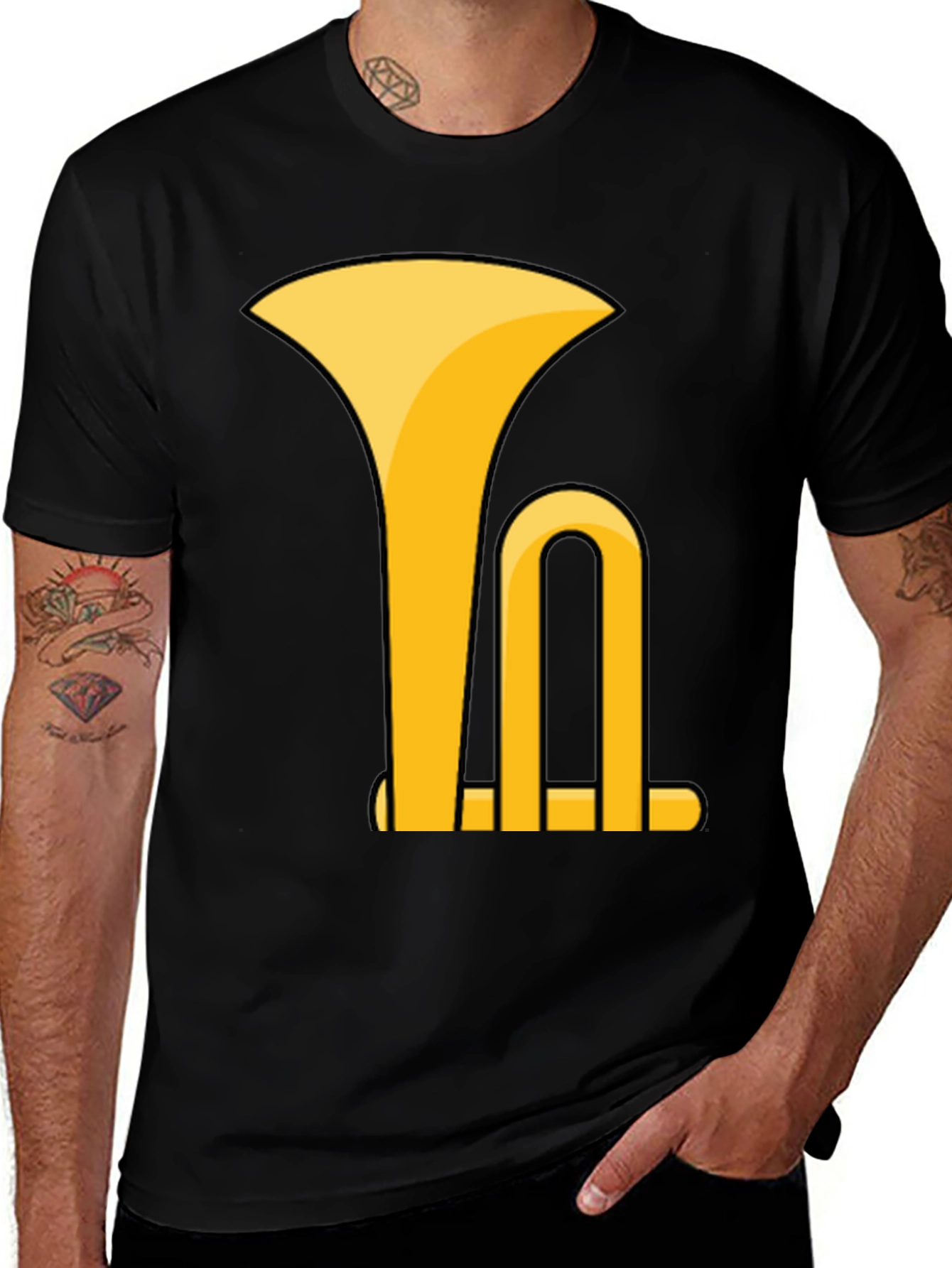 Variant 11 of Trombone Graphic Tee - Music Lover's Black T-Shirt