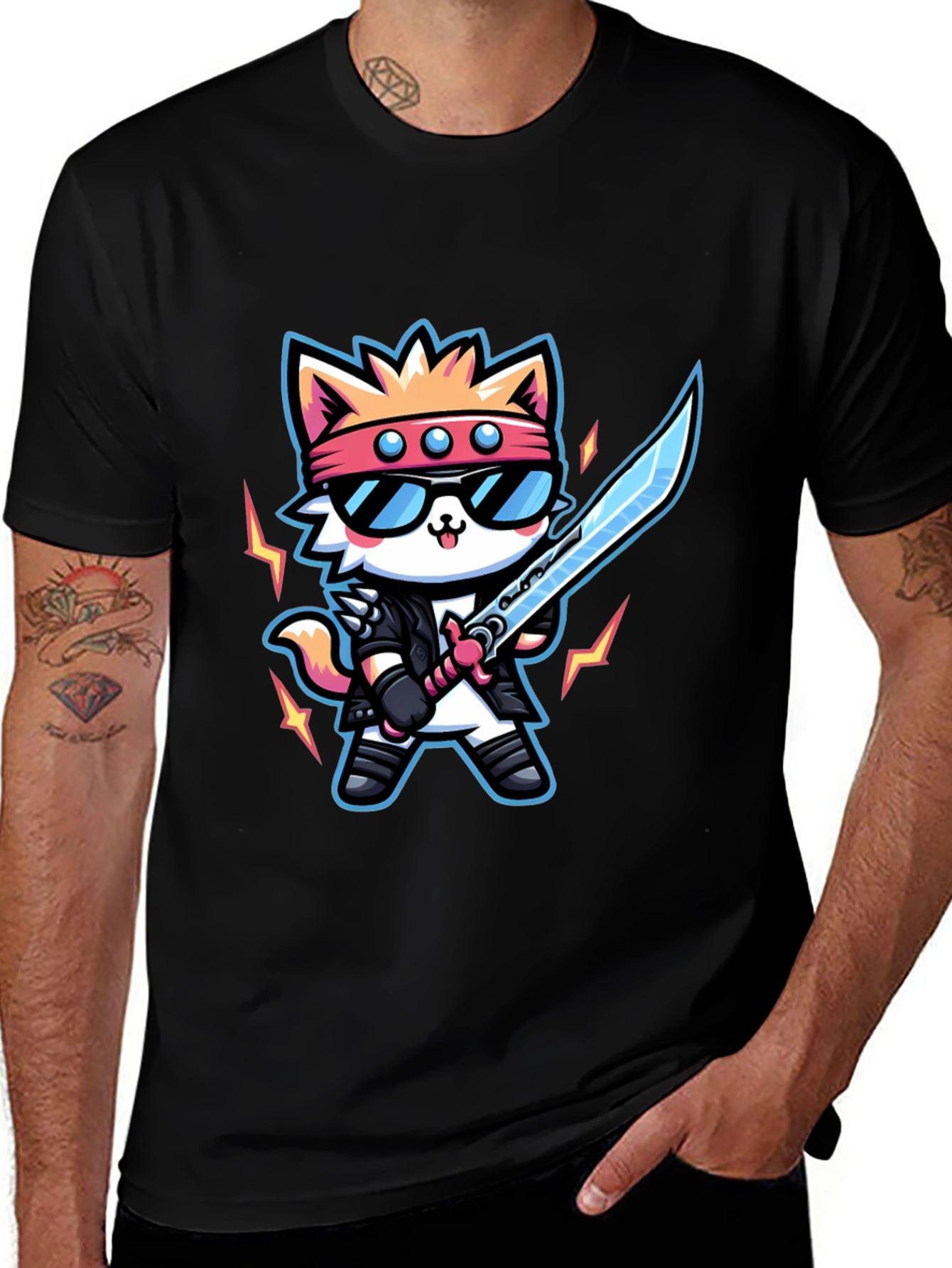 Variant 14 of Cool Cat Samurai Graphic Tee