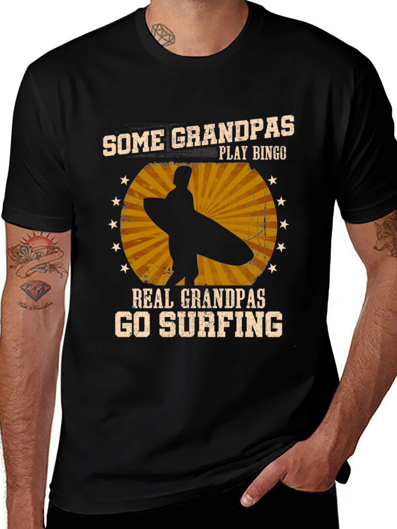 Variant 5 of Surfing Grandpas T-Shirt - Play Bingo or Go Surfing!