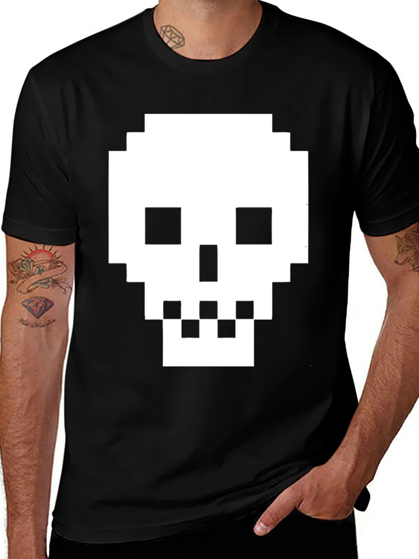 Variant 2 of Pixelated Skull T-Shirt - Retro Gaming Tee