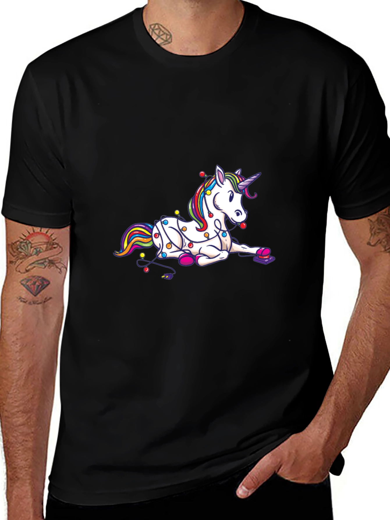 Variant 23 of Unicorn Wrapped in Christmas Lights T-Shirt