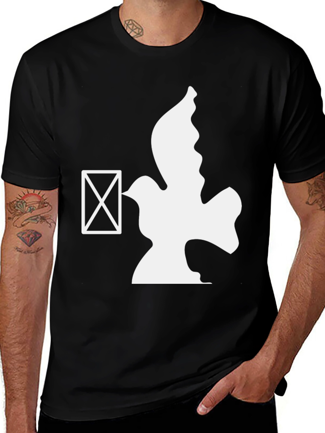 Variant 28 of Dove & Envelope Graphic Tee - Mens Black T-Shirt
