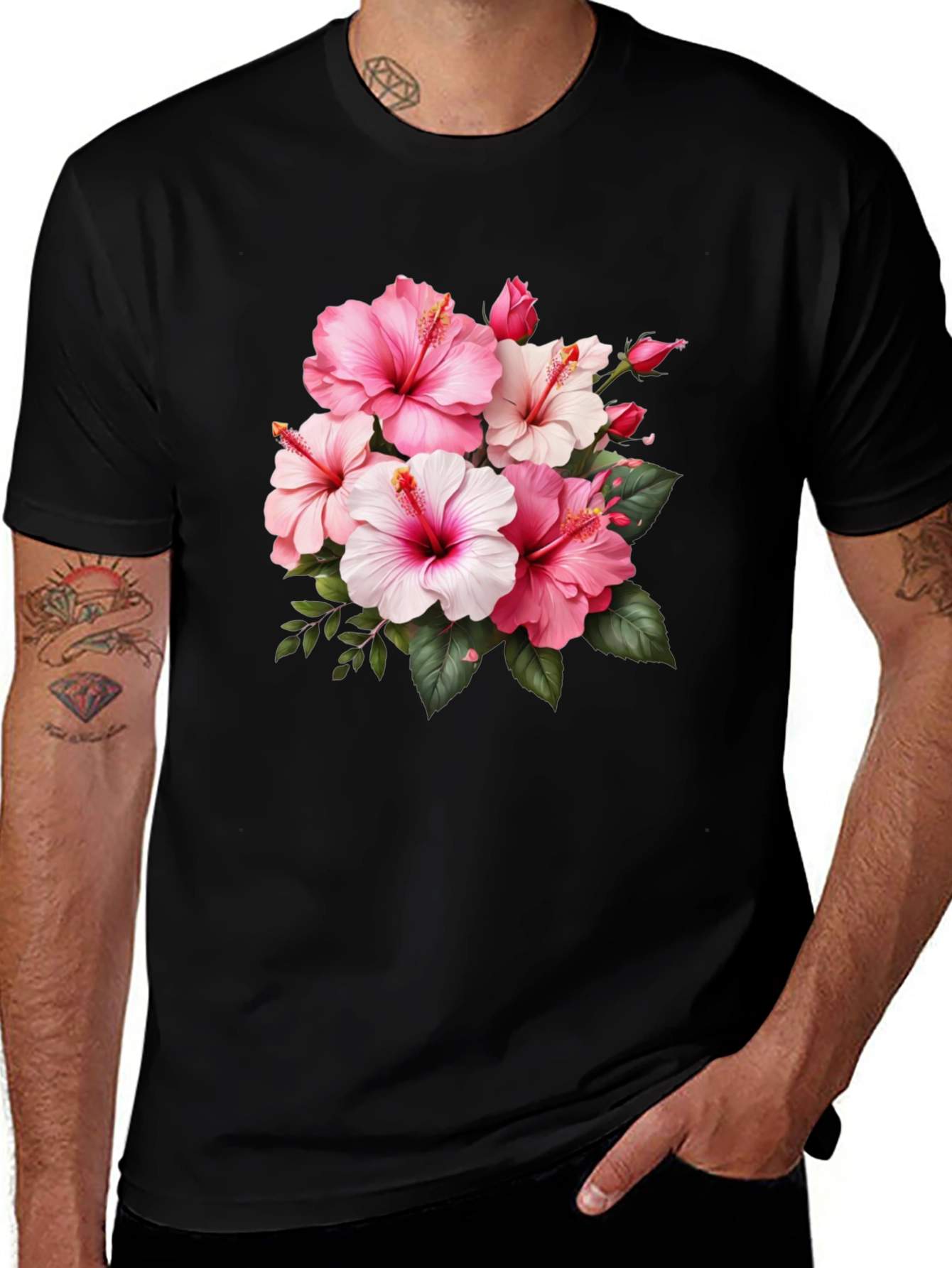 Variant 15 of Floral Hibiscus Graphic T-Shirt - Casual Comfort
