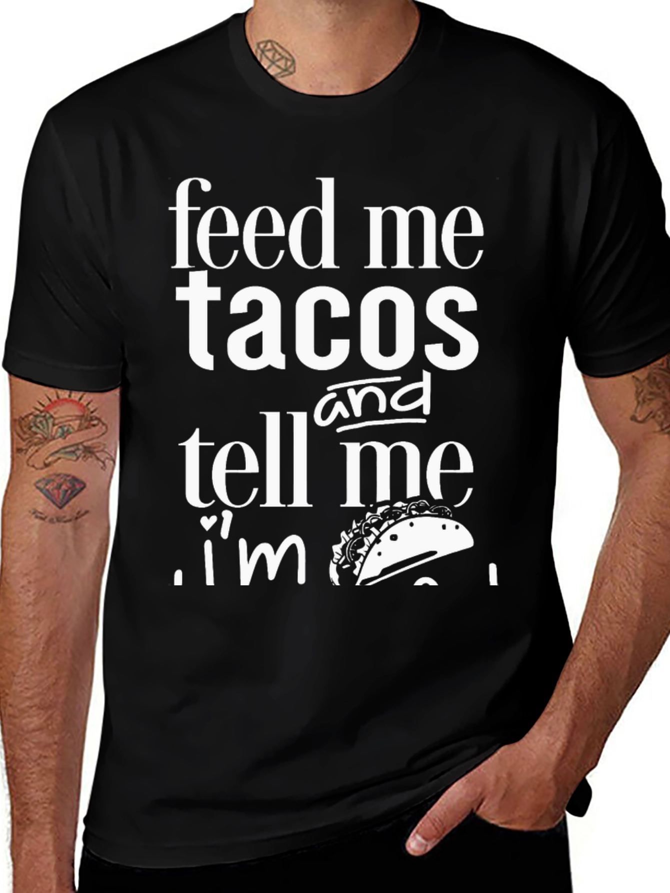 Black Feed Me Tacos Funny Graphic Tee main image