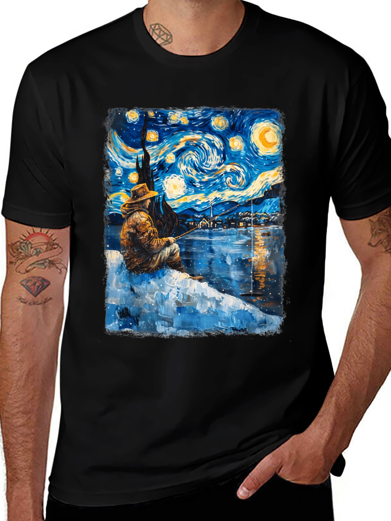 Variant 26 of Starry Night Fisherman Graphic T-Shirt