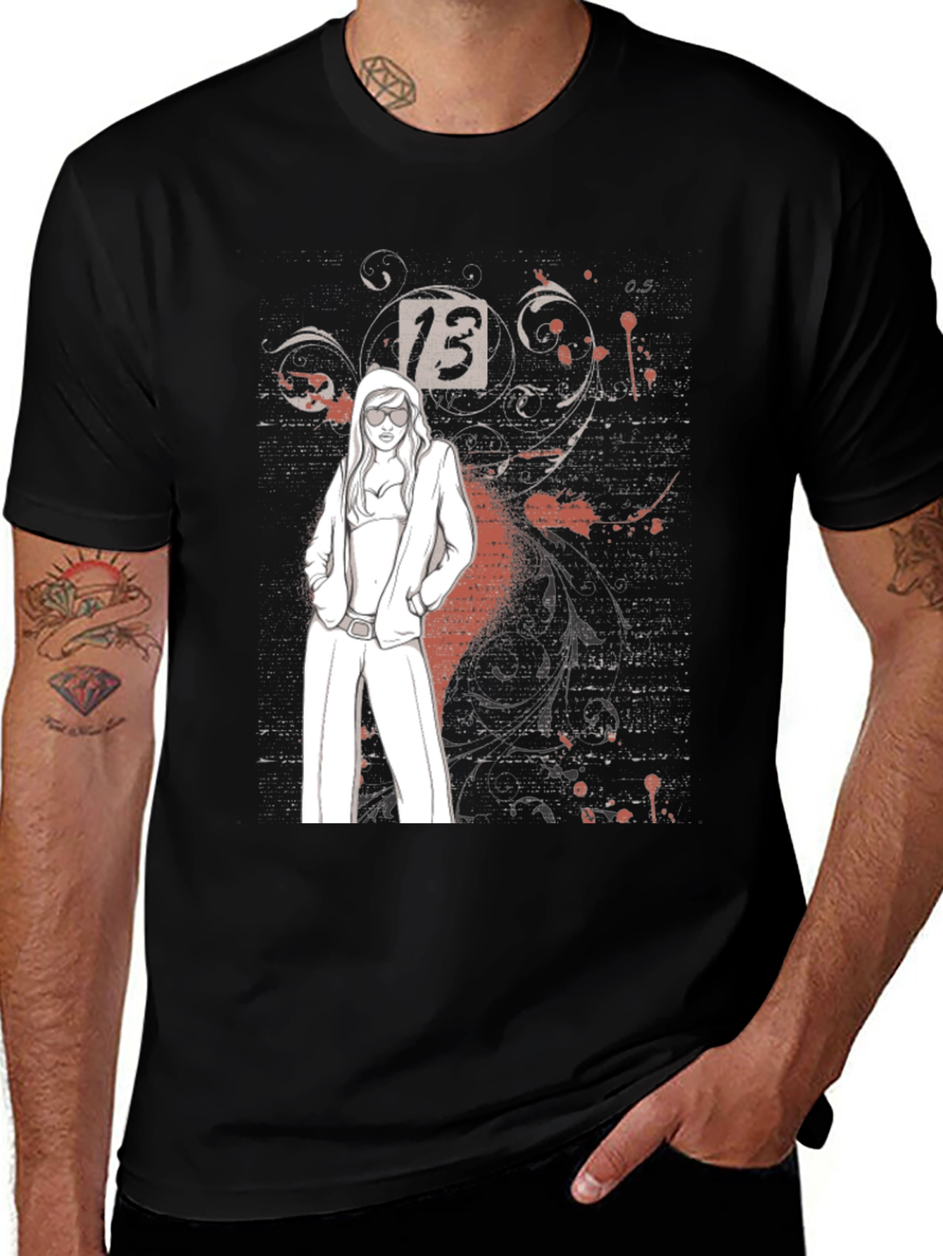 Variant 25 of Trendy Graphic Tee - Lucky Number 13 Design