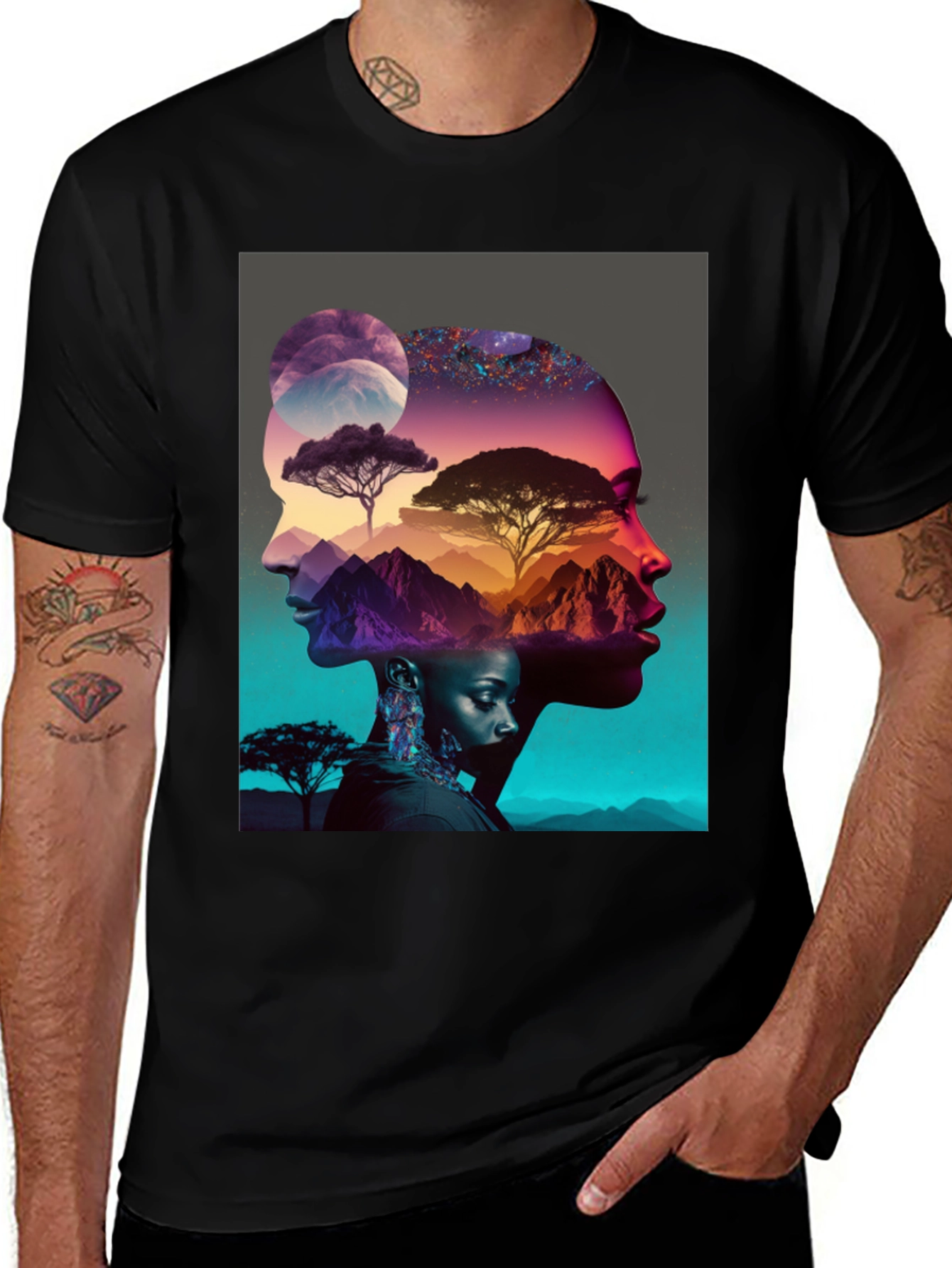 Artistic Afro Silhouette Graphic Tee