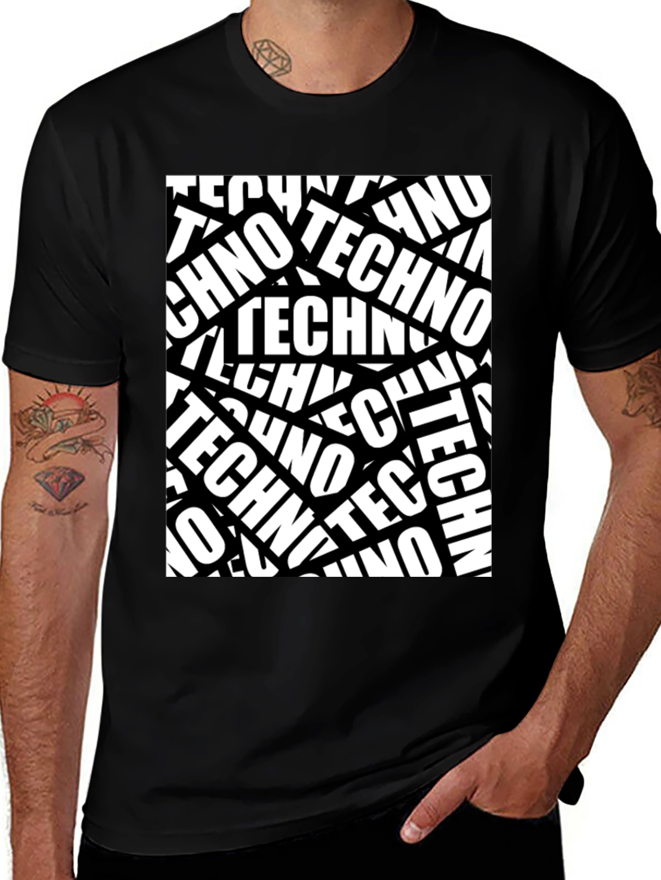 Bold Techno T-Shirt - Black Graphic Tee