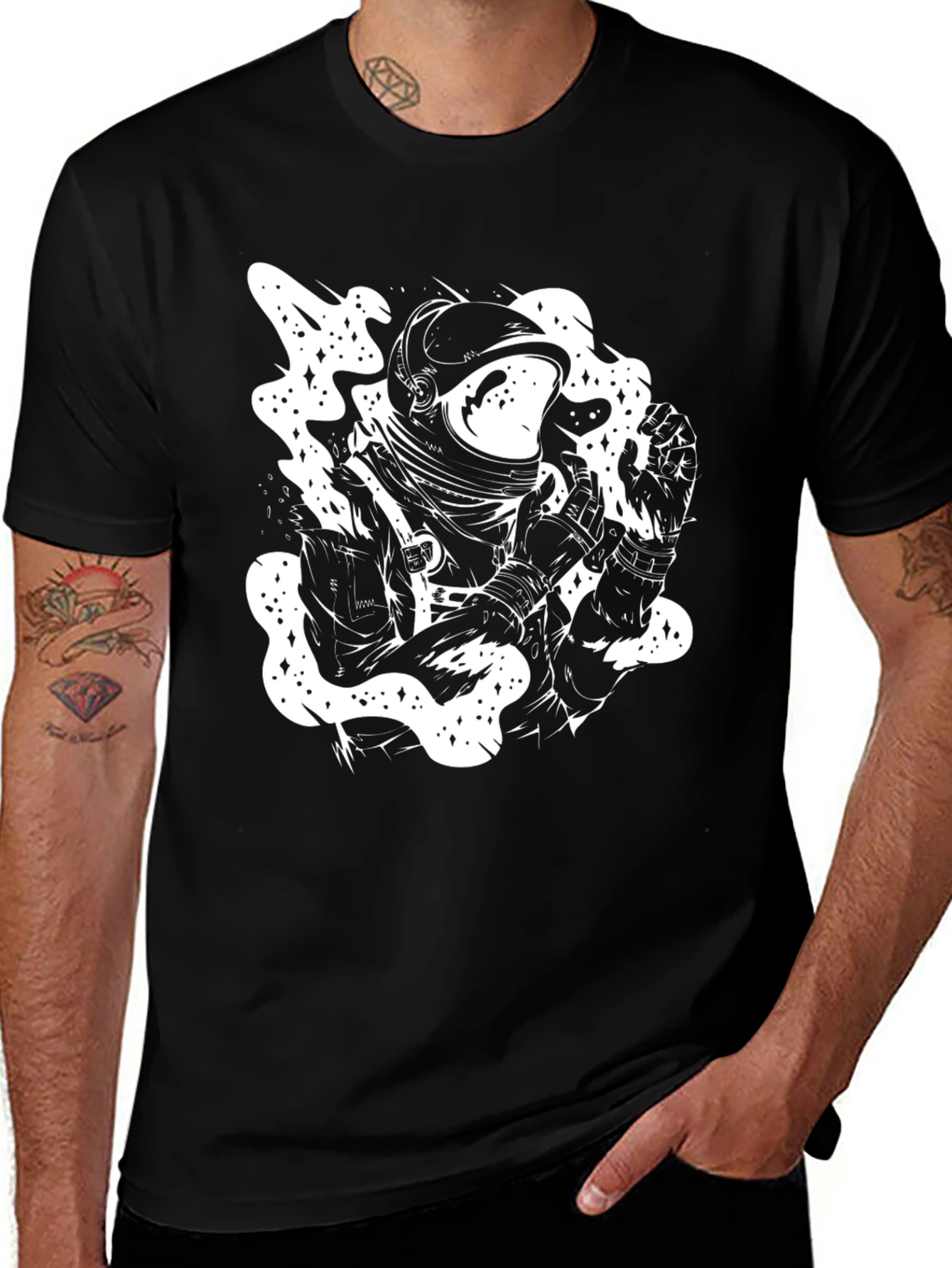 Variant 12 of Astronaut Graphic Tee - Black Cotton T-Shirt