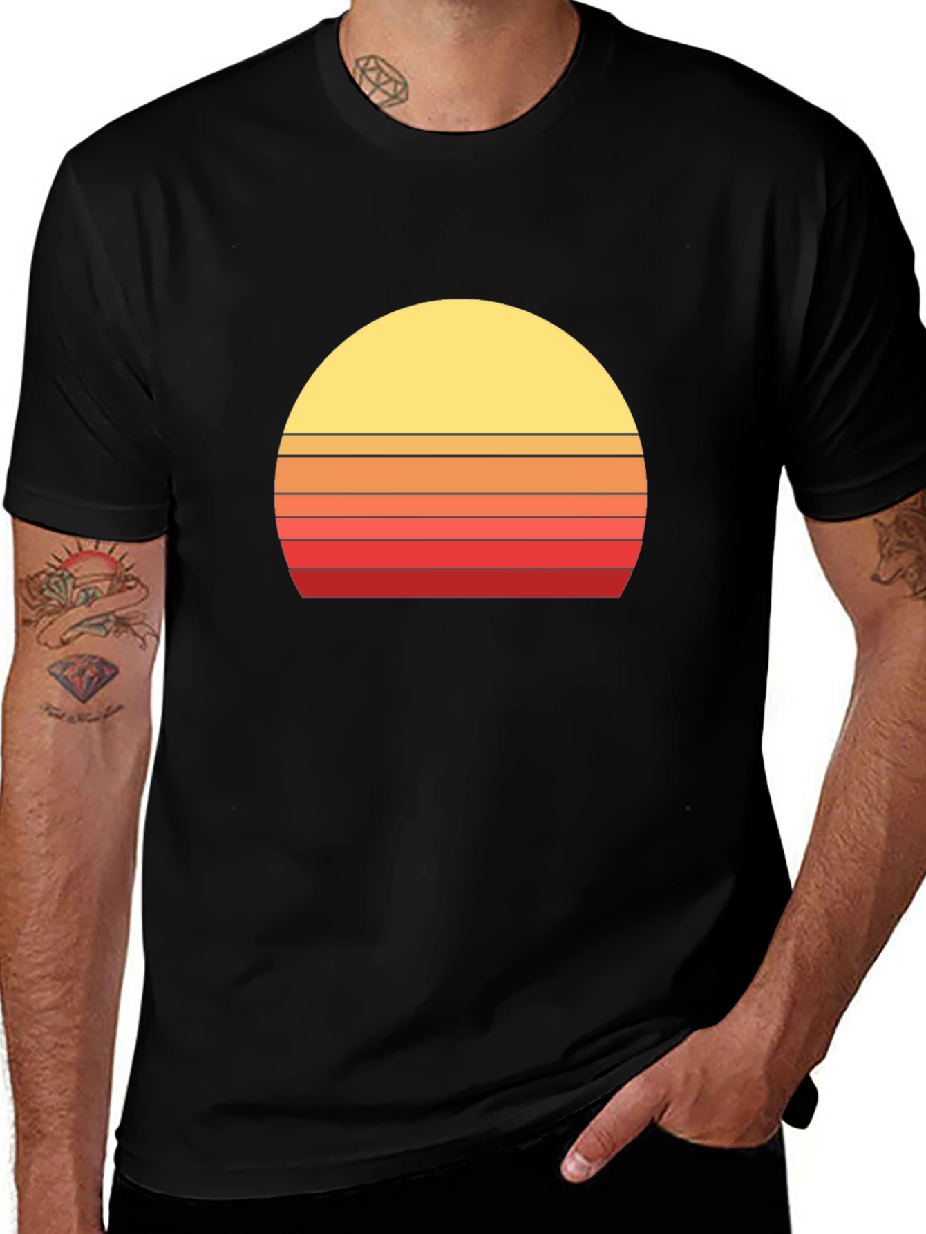 Variant 29 of Retro Sunset Graphic Tee - Vintage Style Black T-Shirt