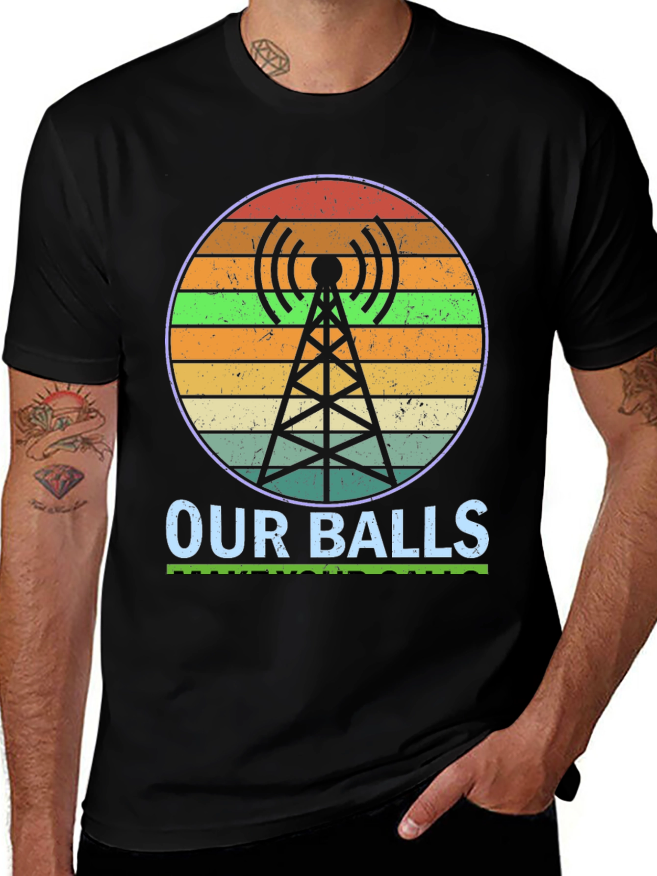Variant 23 of Our Balls Radio Tower Graphic T-Shirt