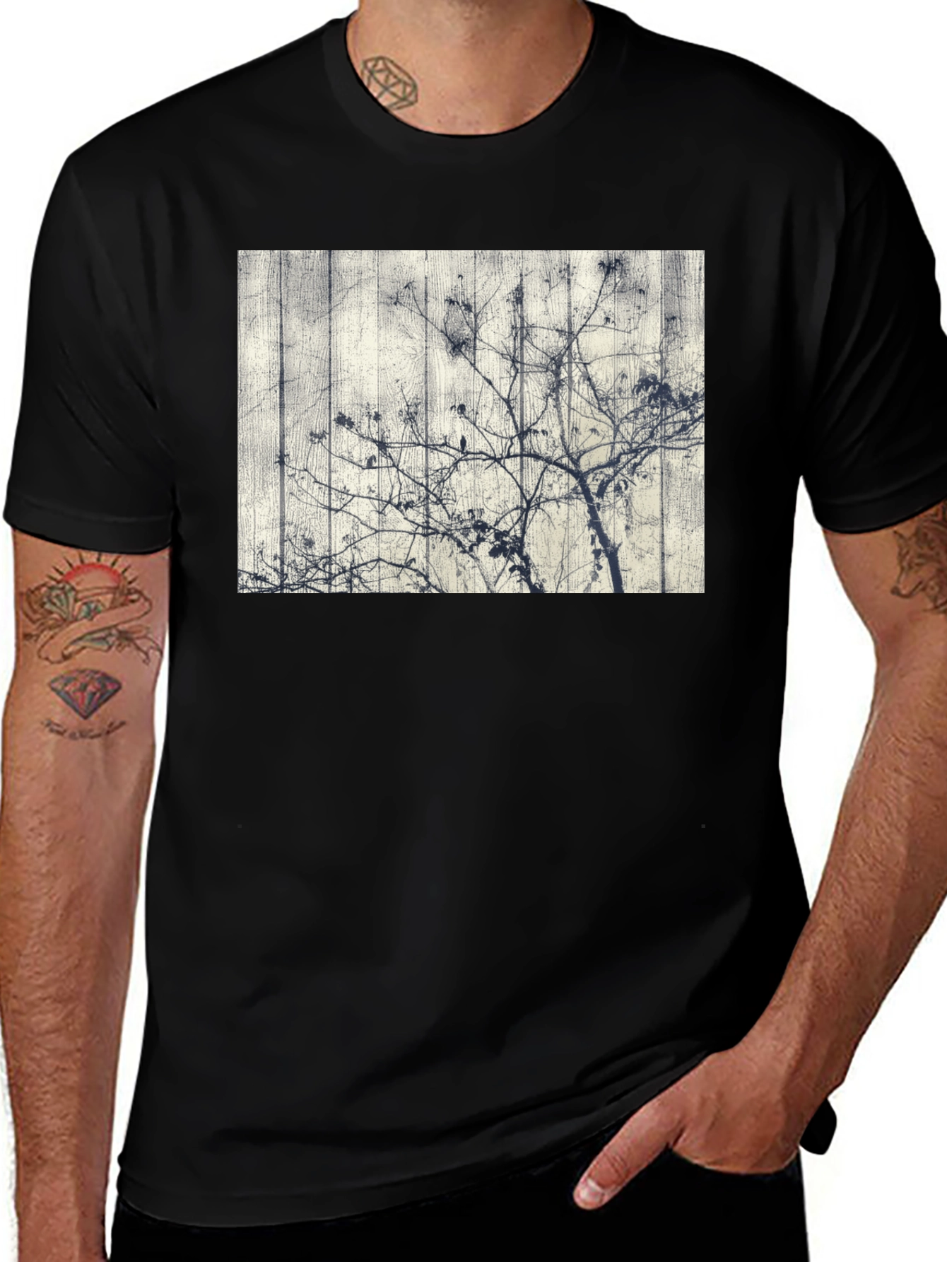 Variant 14 of Unique Tree Graphic Black Tee