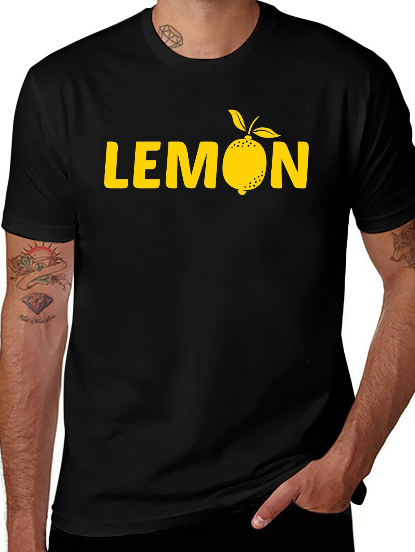 Variant 16 of Lemon Graphic Tee - Mens Black Cotton T-Shirt